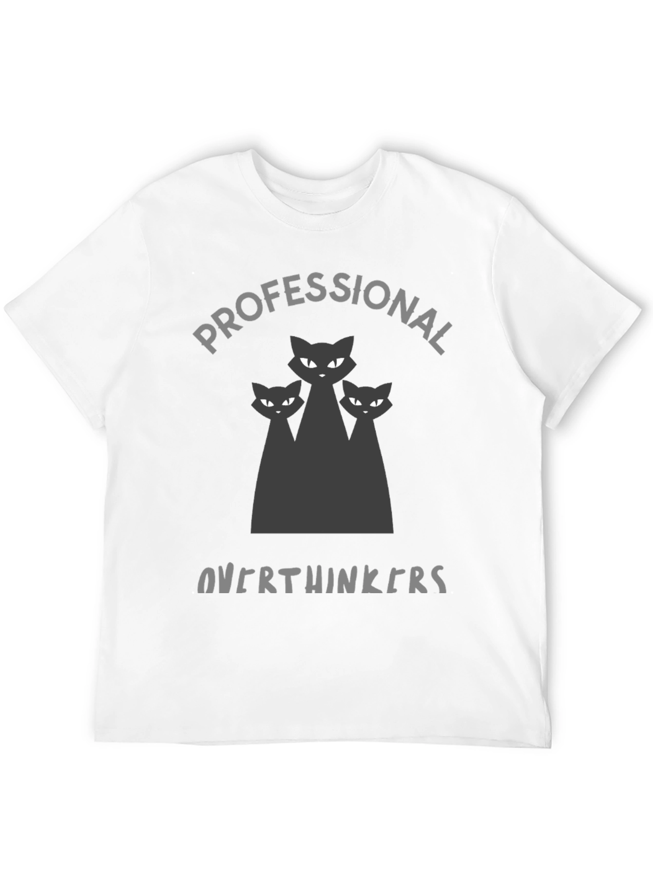 Black Professional Overthinkers T-Shirt - Black Cat Graphic Tee view 12