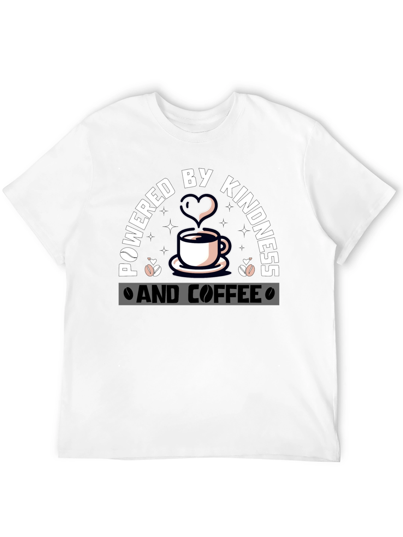 Black Powered By Kindness and Coffee Graphic Tee view 12