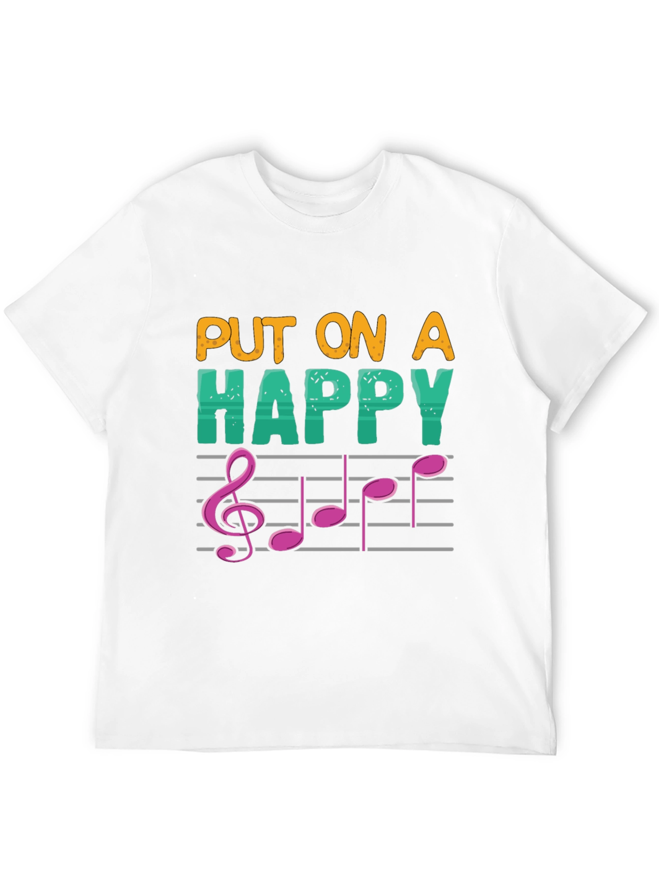 Black Happy Music Note Graphic Tee view 12