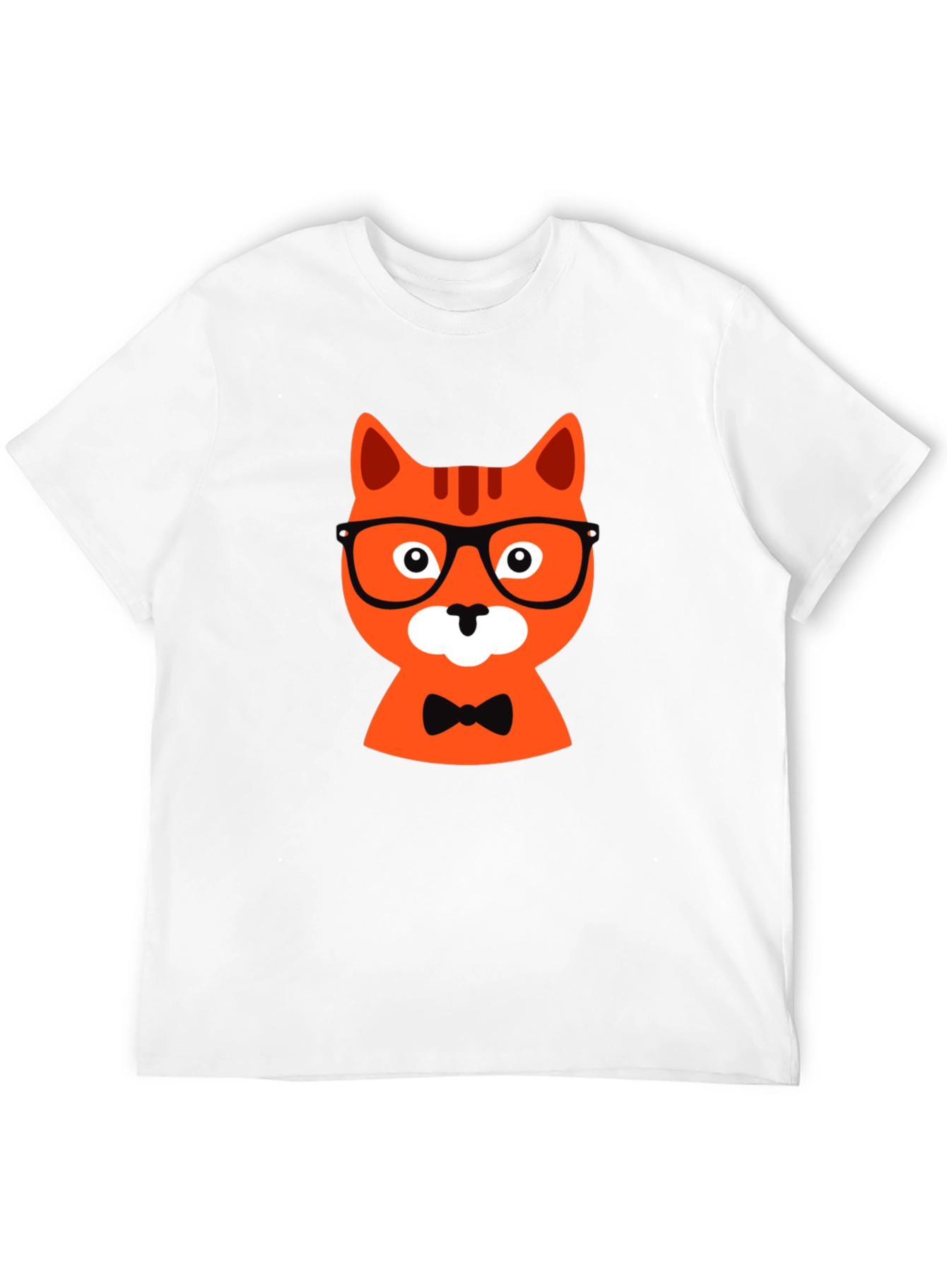 Black Black T-Shirt with Hipster Cat Graphic view 12