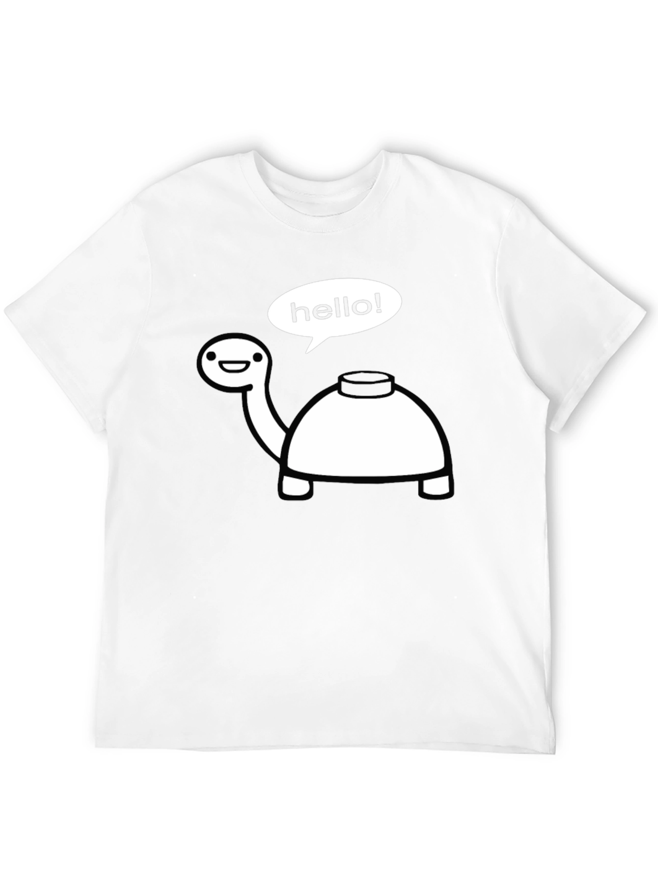 Black Funny Turtle Hello T-Shirt - Black Cotton Tee view 12
