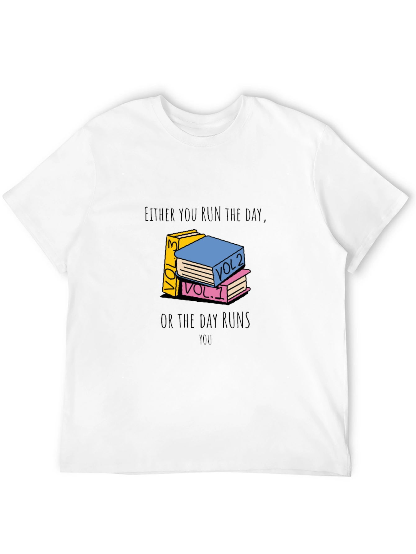 Black Motivational Book Stack Graphic Tee - Run The Day view 12