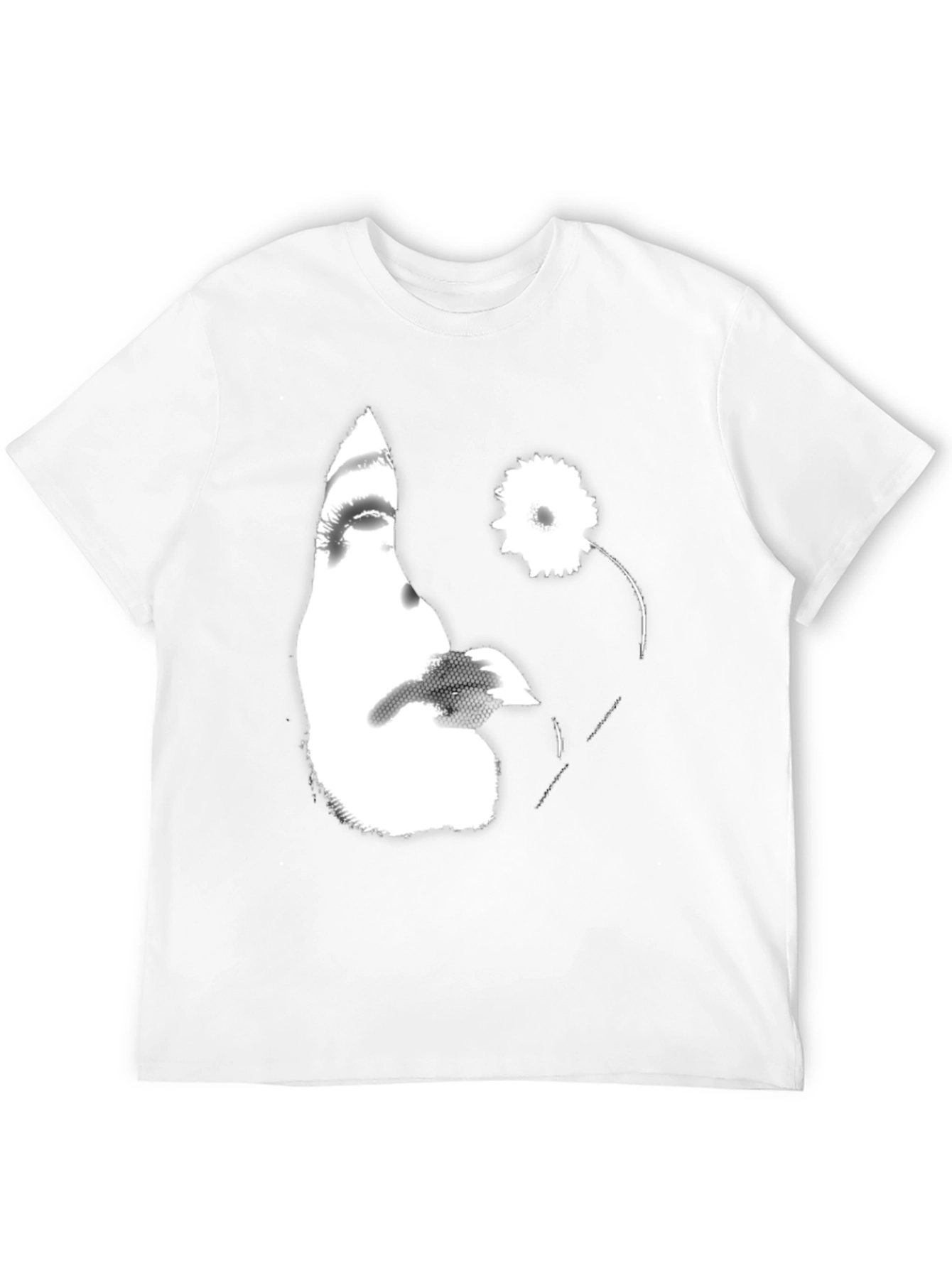 Black Abstract Floral Face Graphic Black T-Shirt view 12