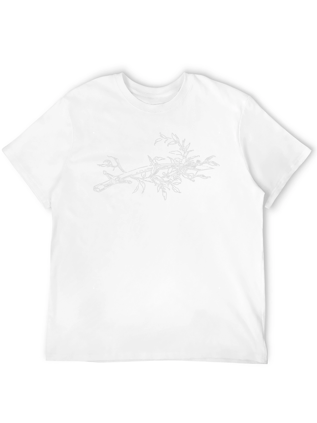 Black Botanical Branch Print Black T-Shirt view 12