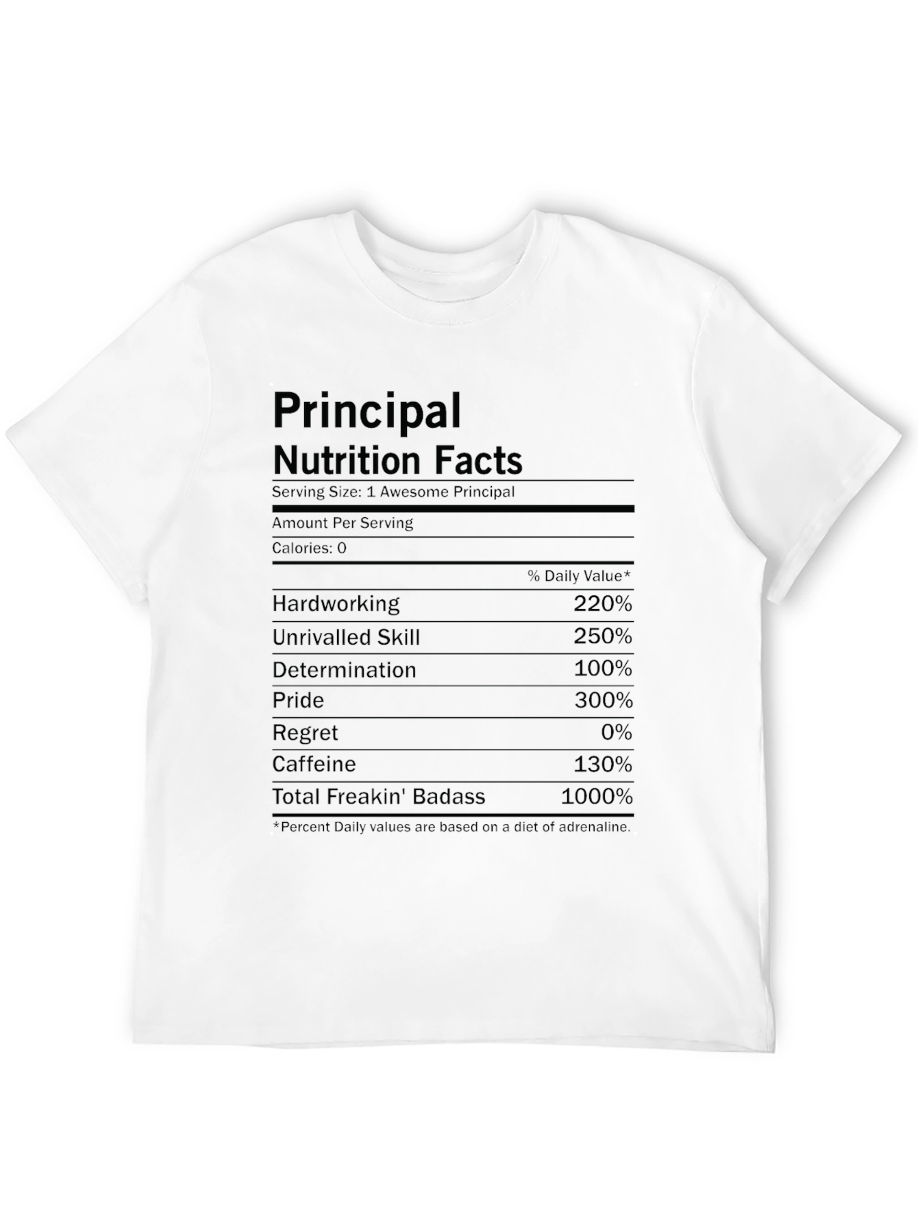Black Principal Nutrition Facts Funny T-Shirt view 12