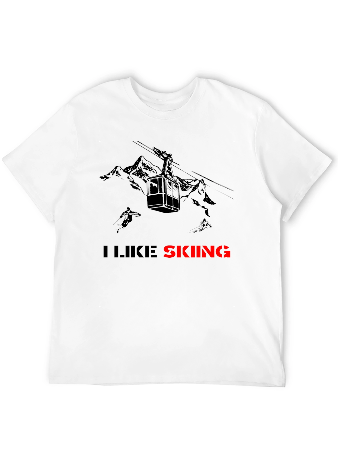 Black I Like Skiing Black T-Shirt view 12