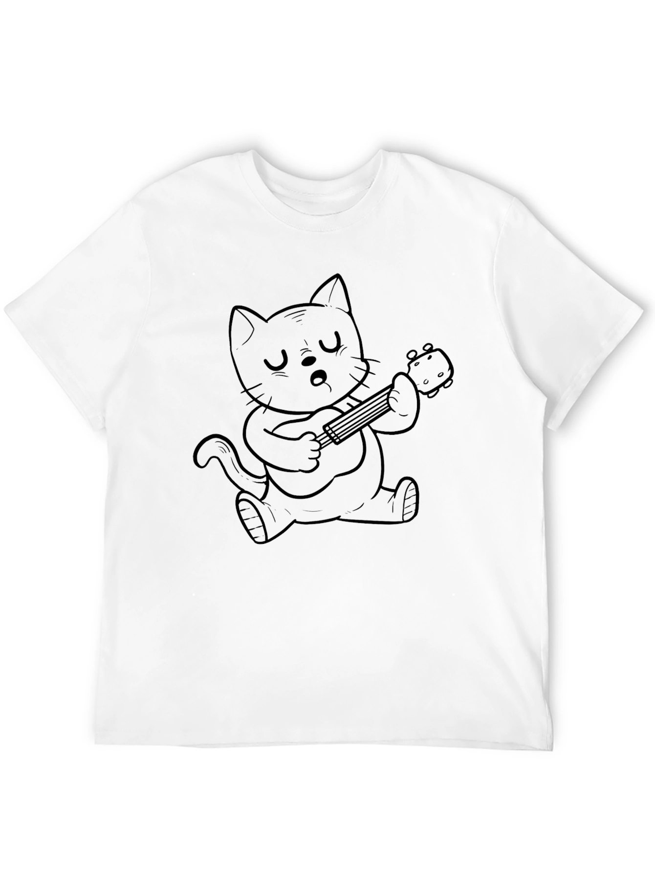 Black Cat Playing Ukulele Graphic T-Shirt view 12