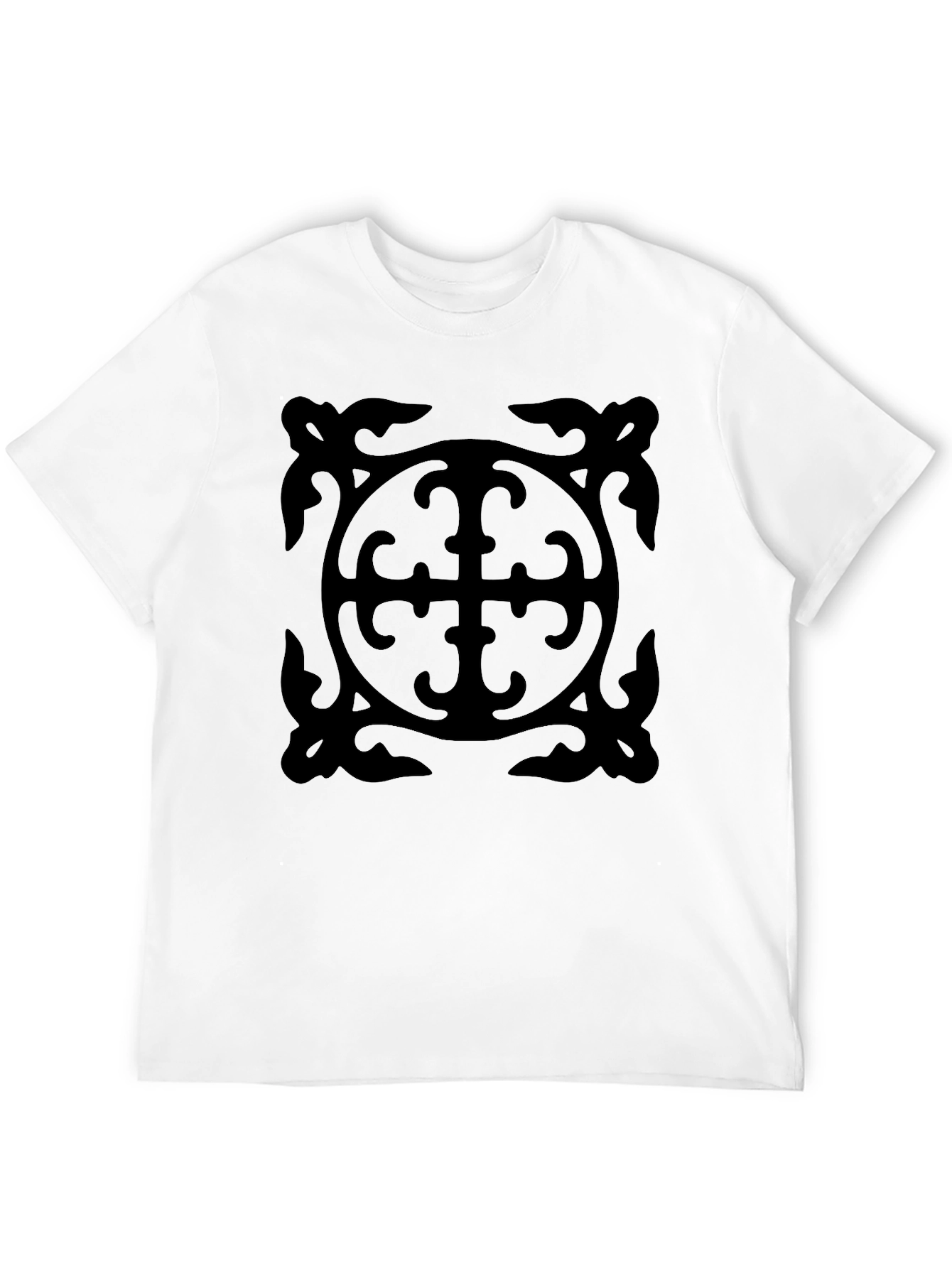 Black Black Graphic Tee - Ornate Cross Design view 12