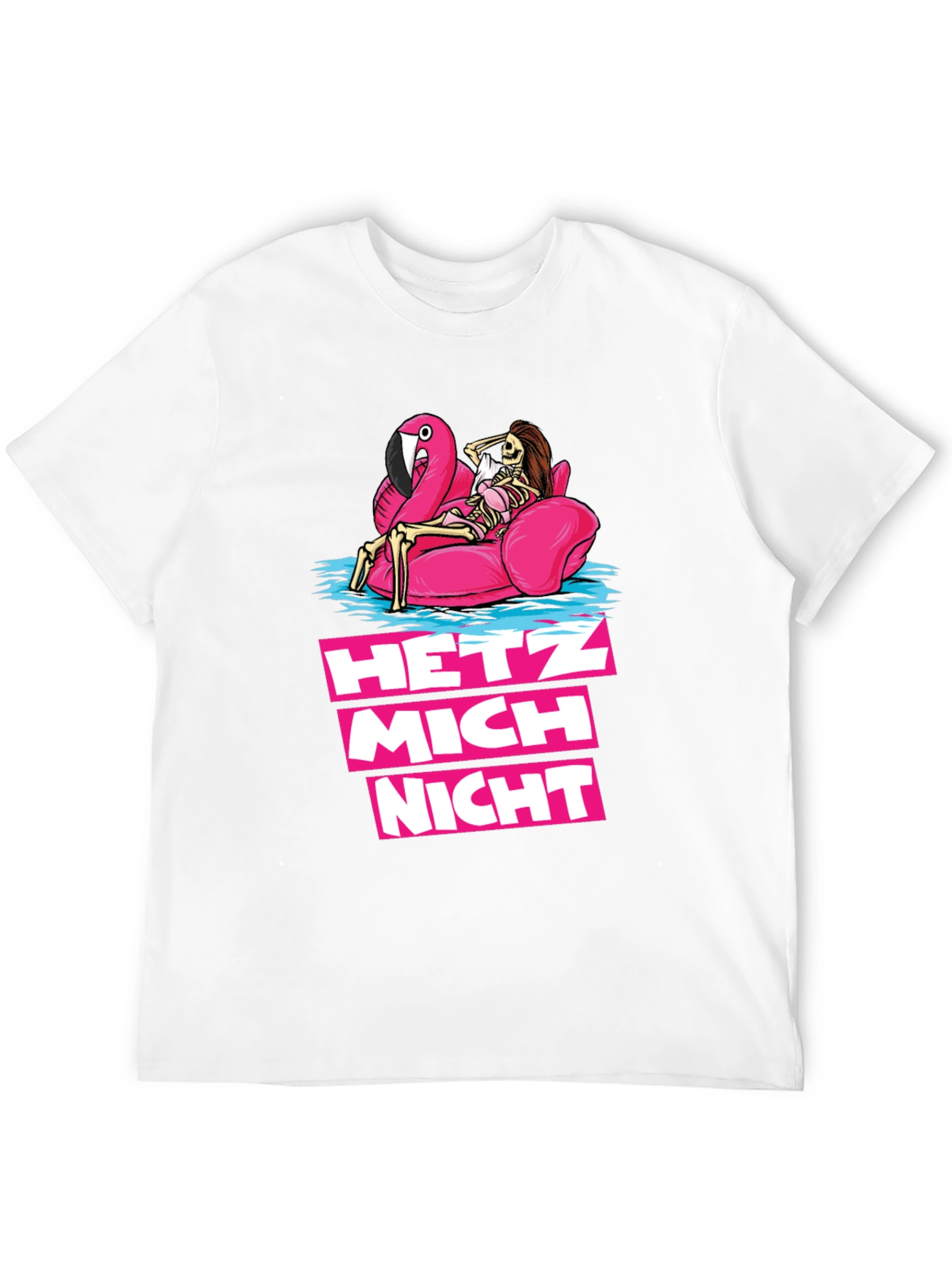 Black Hetz Mich Nicht Skeleton Flamingo T-Shirt view 12