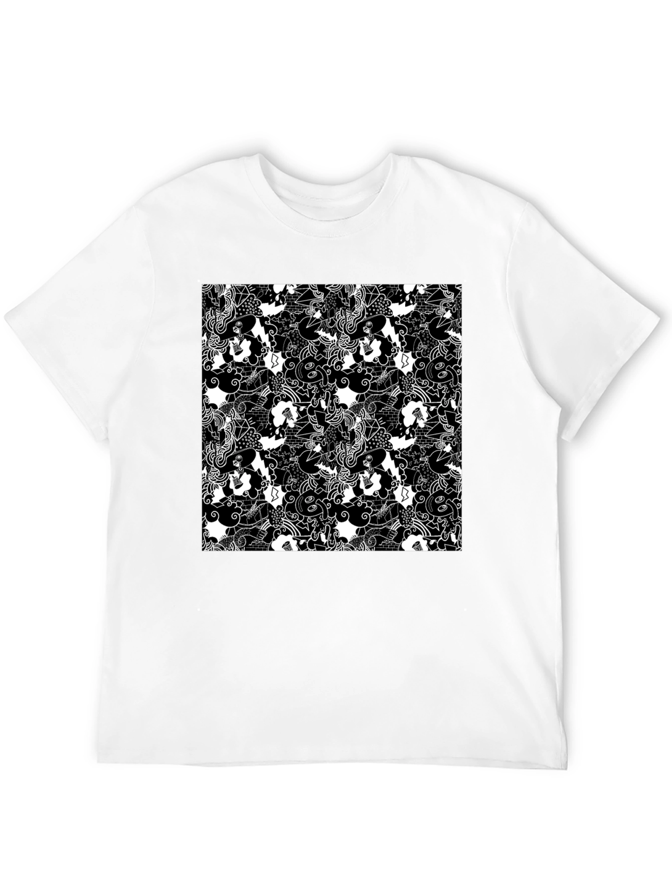 Black Abstract Pattern Black T-Shirt view 12