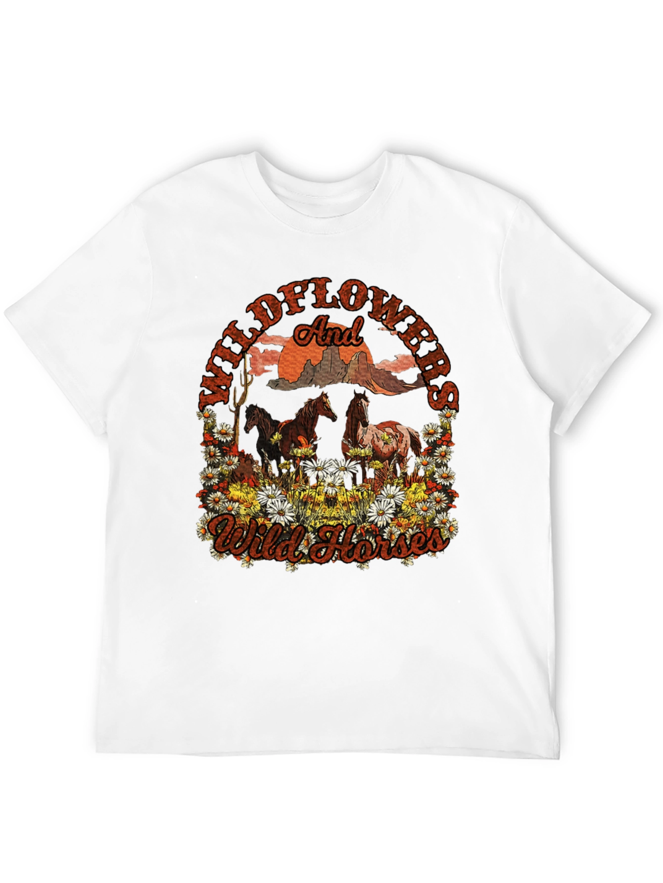 Black Wildflowers and Wild Horses Graphic Tee view 12