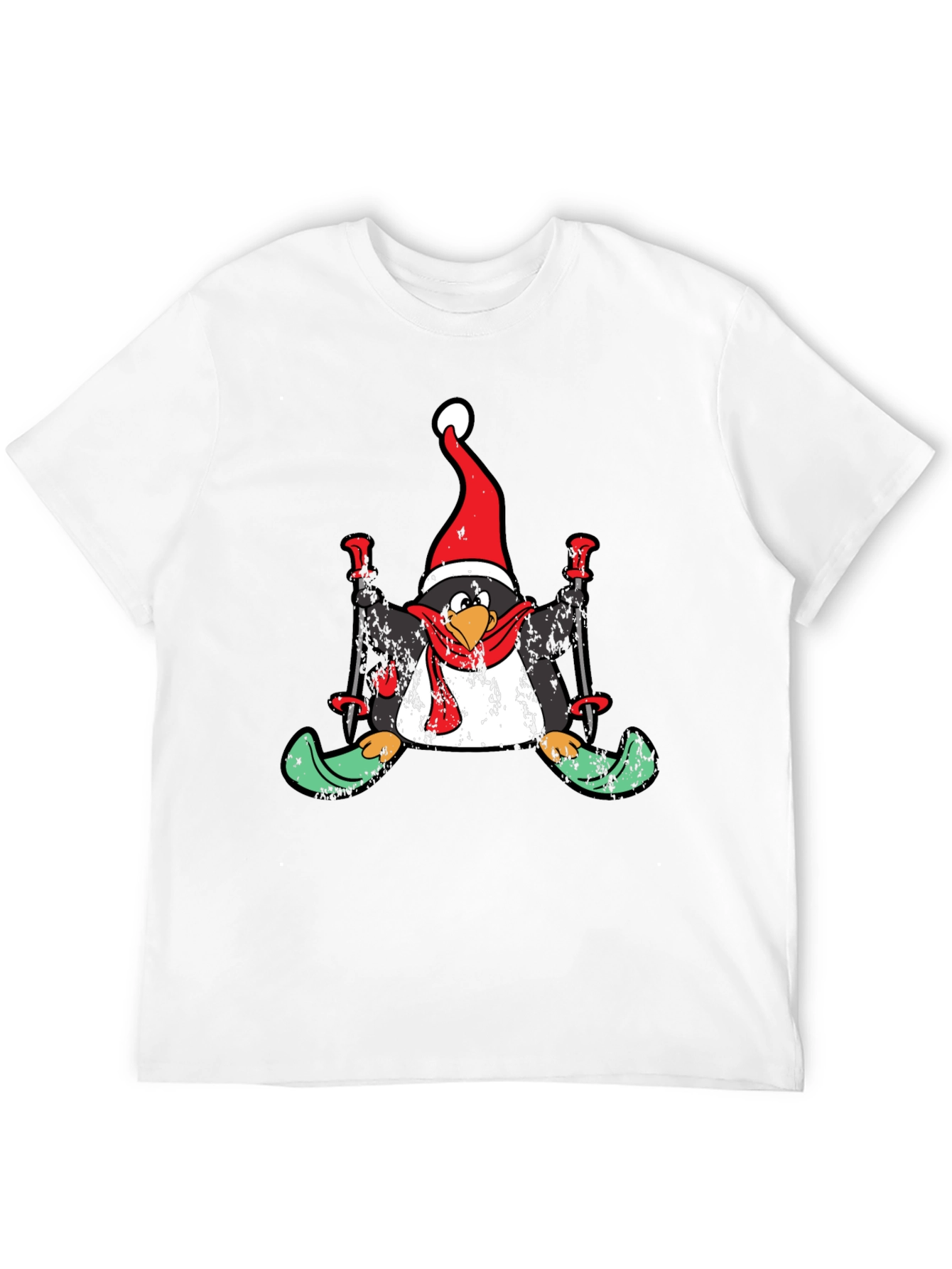 Black Penguin Skier Holiday T-Shirt view 12