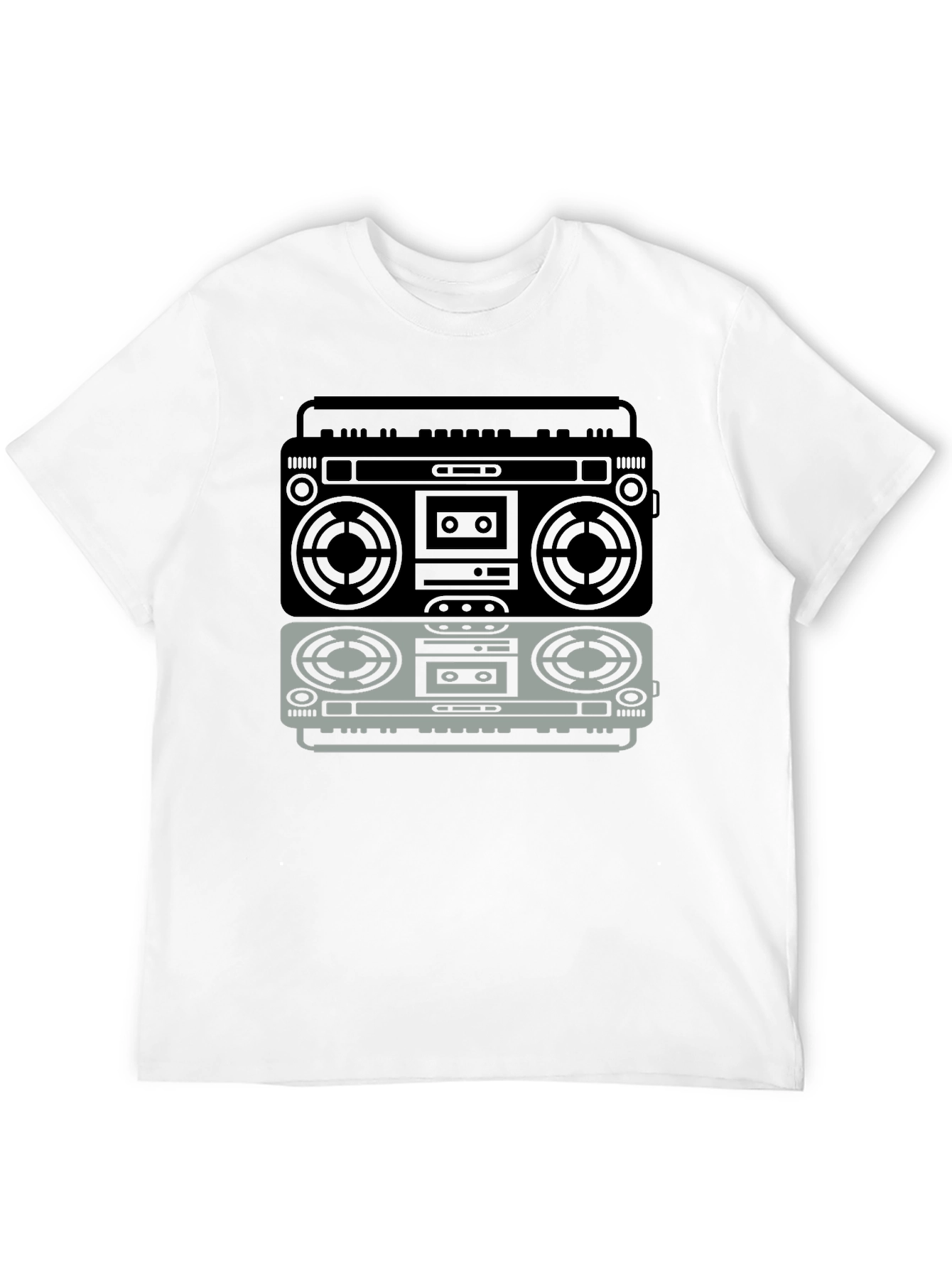 Black Retro Boombox Graphic T-Shirt - Vintage Music Lover Tee view 12