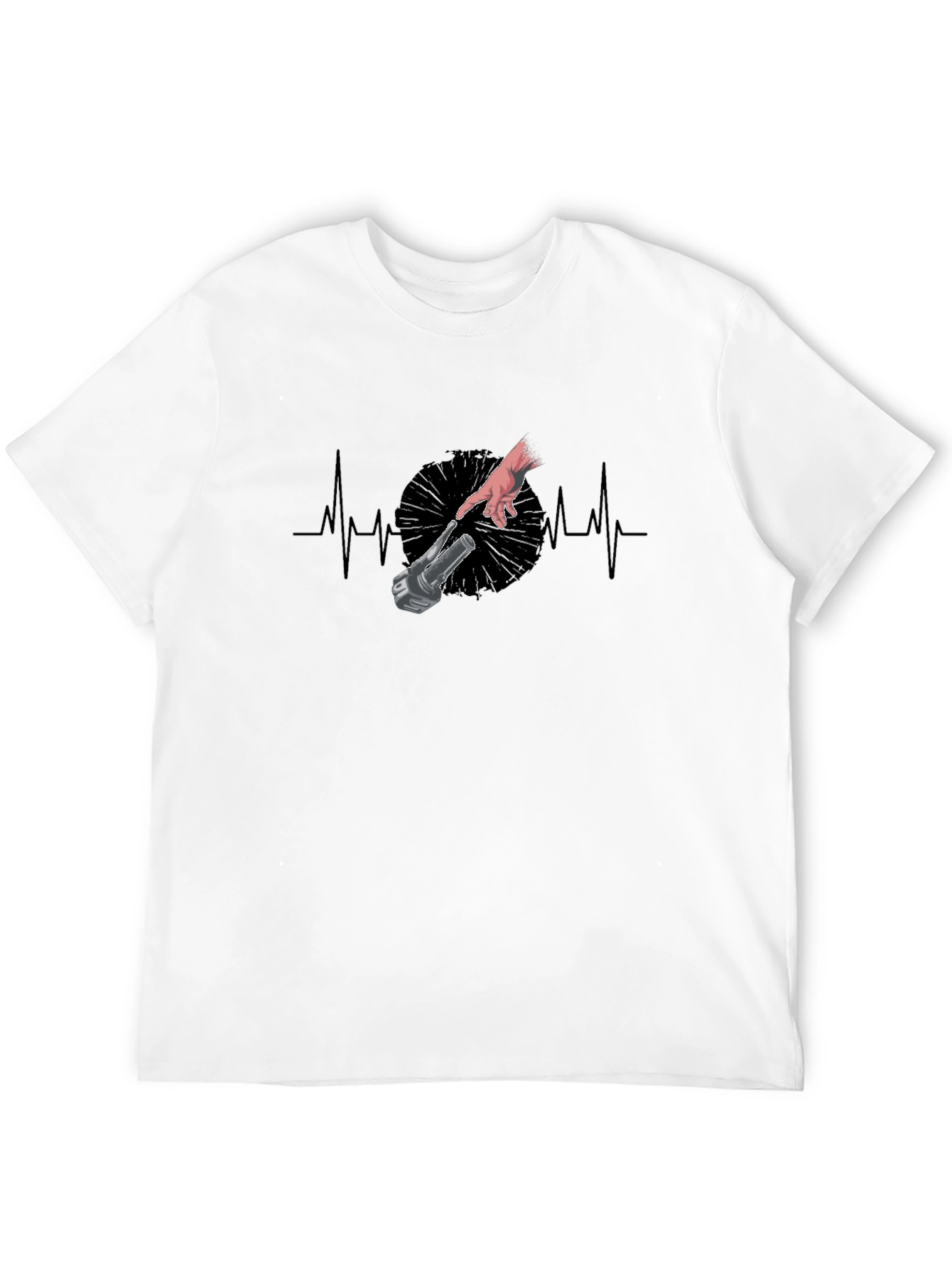 Black Motorcycle Heartbeat T-Shirt view 12
