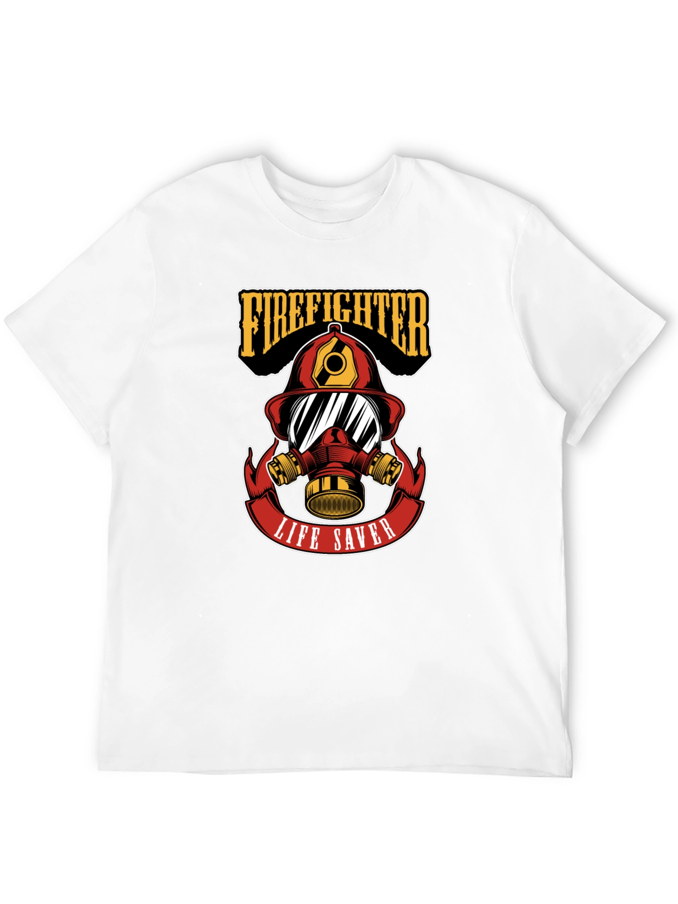 Black Firefighter Life Saver Graphic T-Shirt - Black view 12