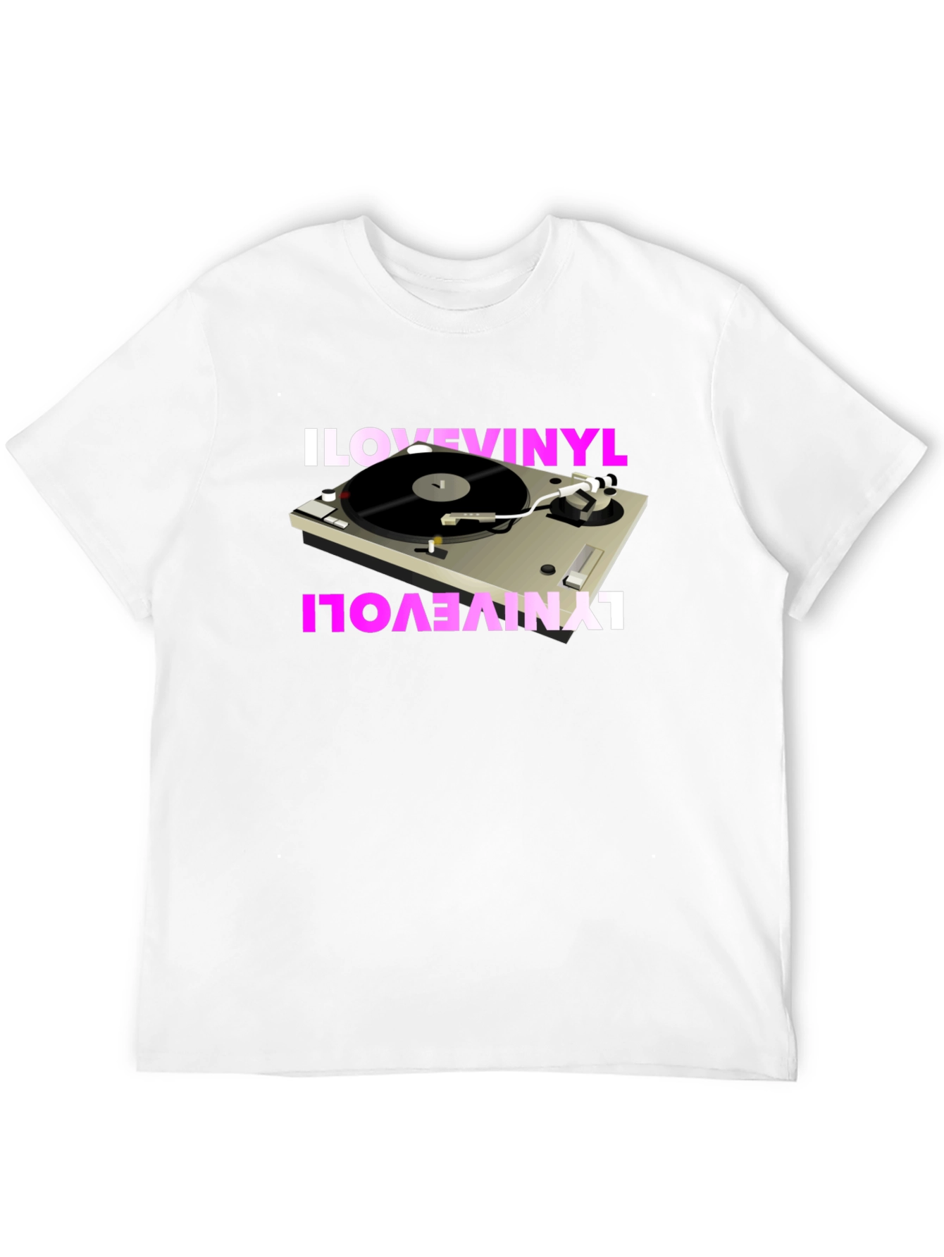 Black I Love Vinyl Turntable Graphic T-Shirt view 12