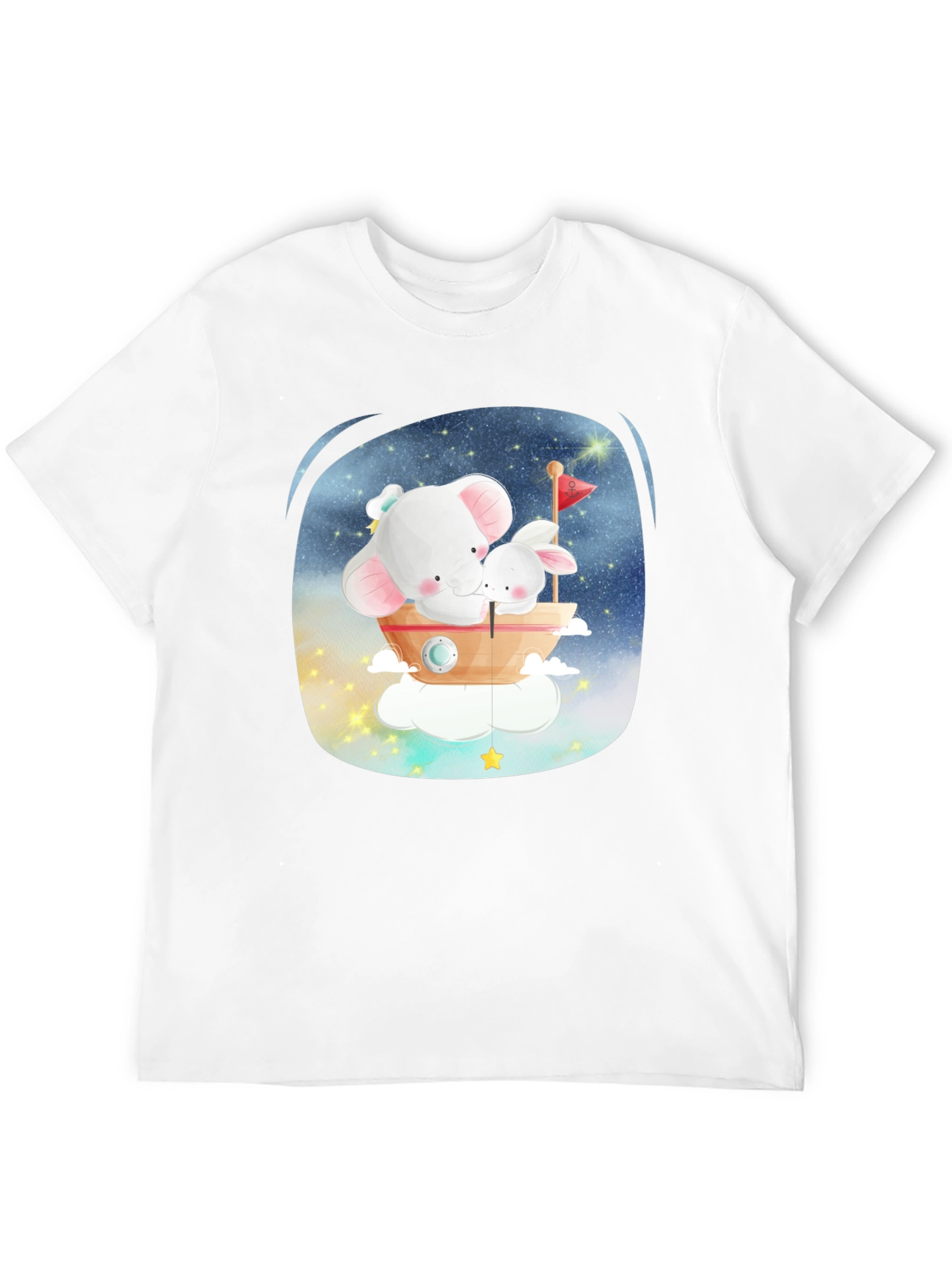 Black Cute Elephant & Bunny T-Shirt - Dreamy Design view 12