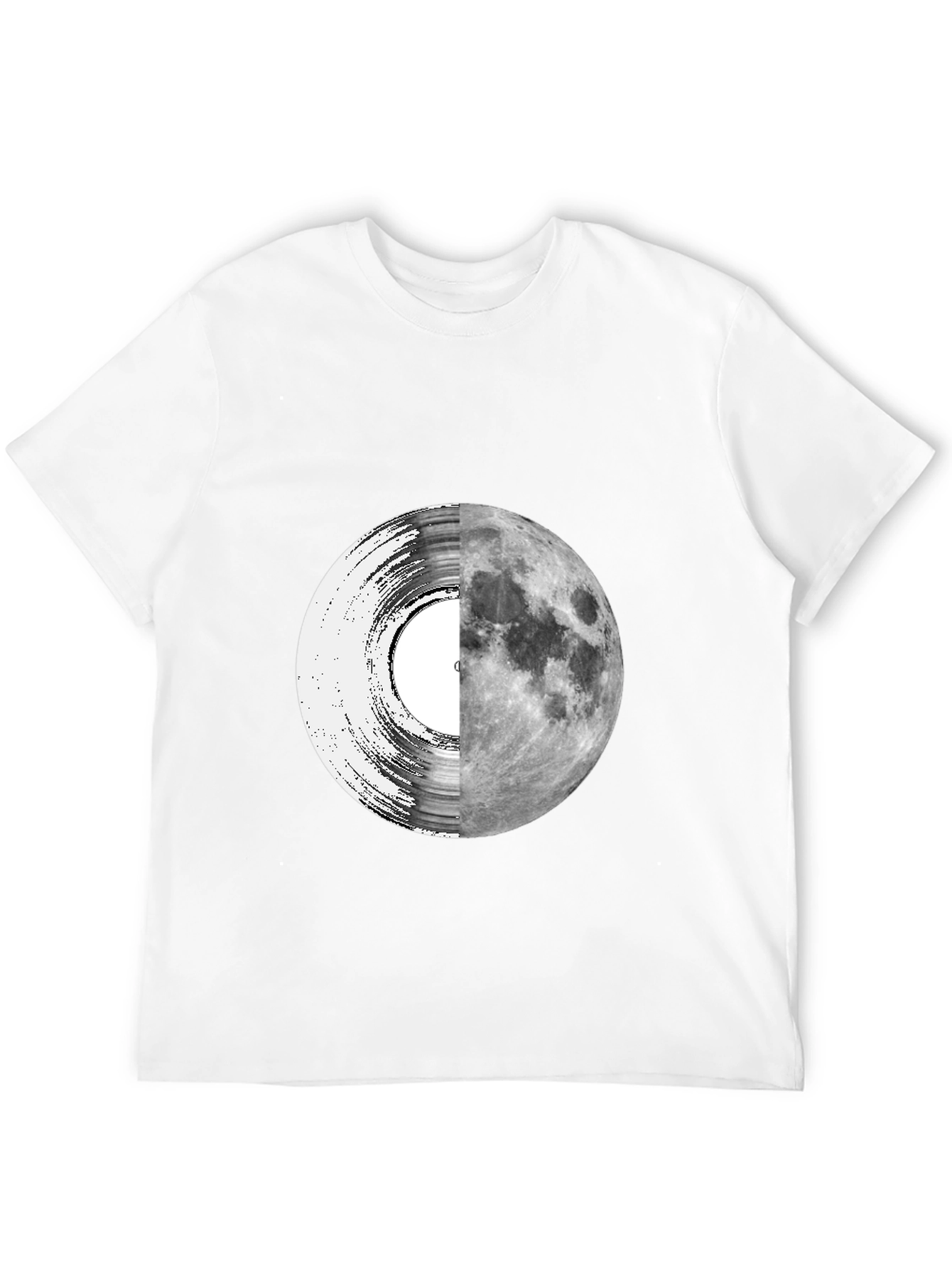 Black Vinyl Moon Graphic Tee - Unique Music Lover Shirt view 12
