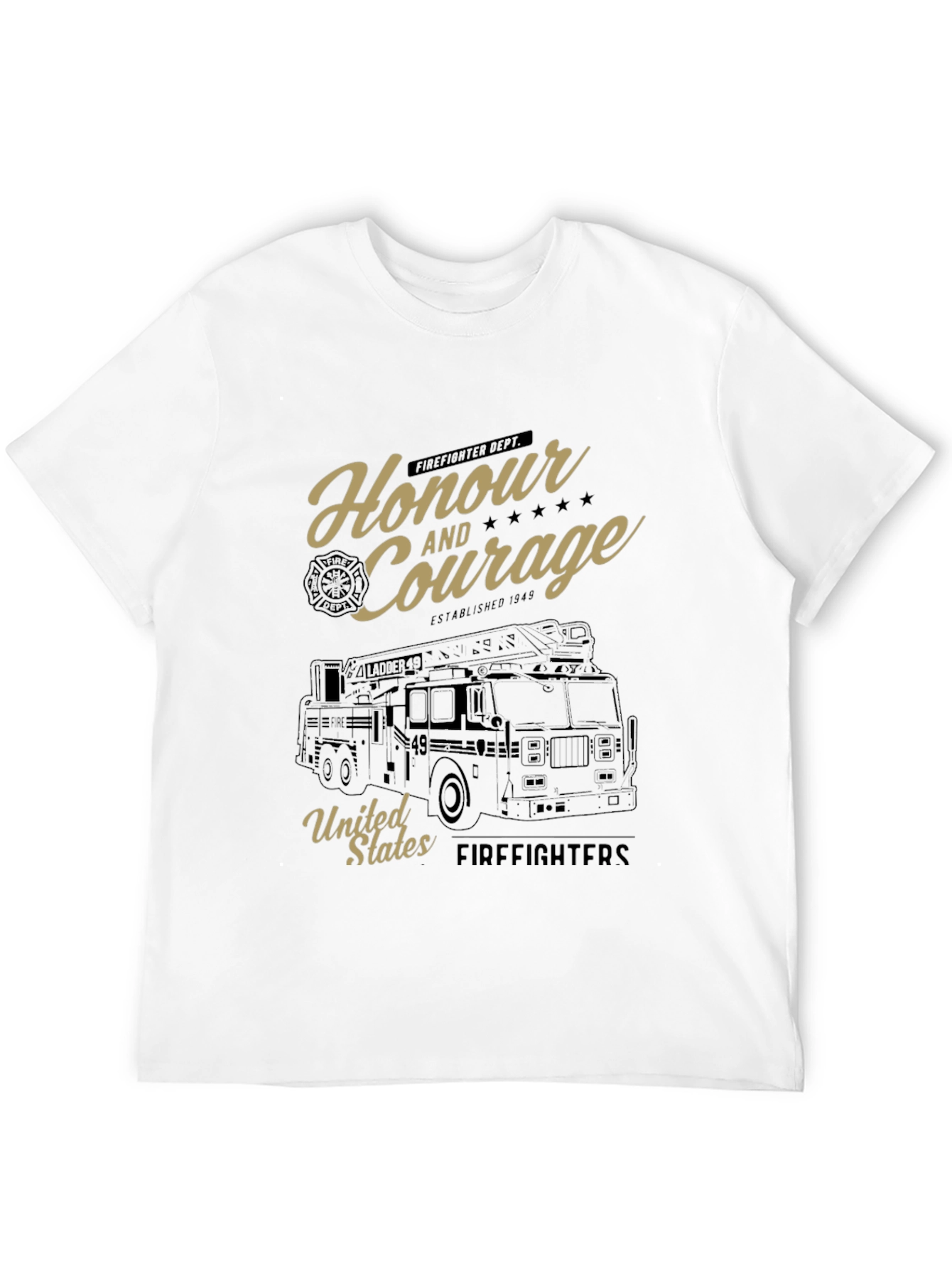 Black Honour and Courage Firefighter T-Shirt view 12