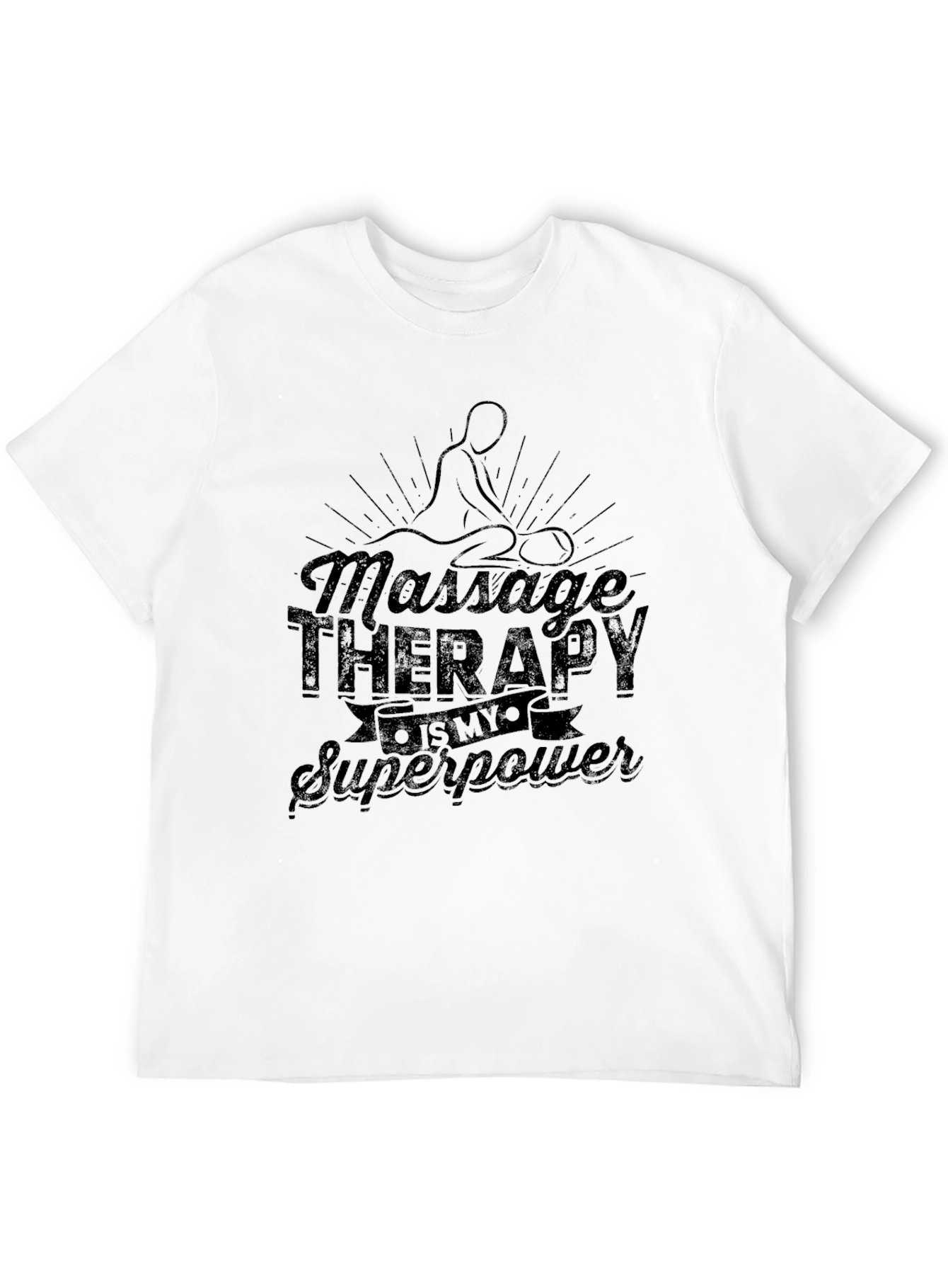 Black Massage Therapy Superpower T-Shirt - Black Graphic Tee view 12