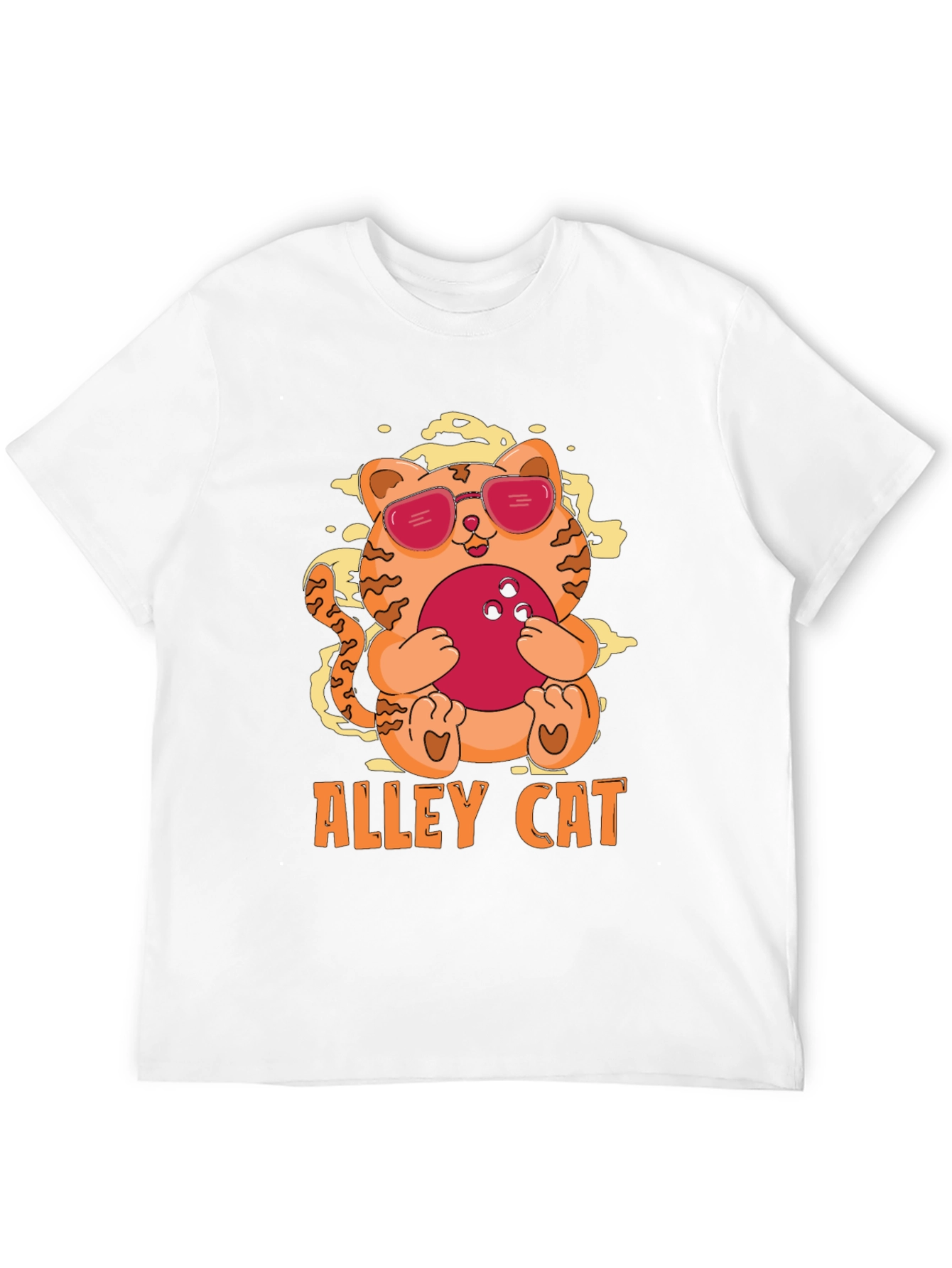 Black Alley Cat Bowling T-Shirt - Cool Kitten Design view 12