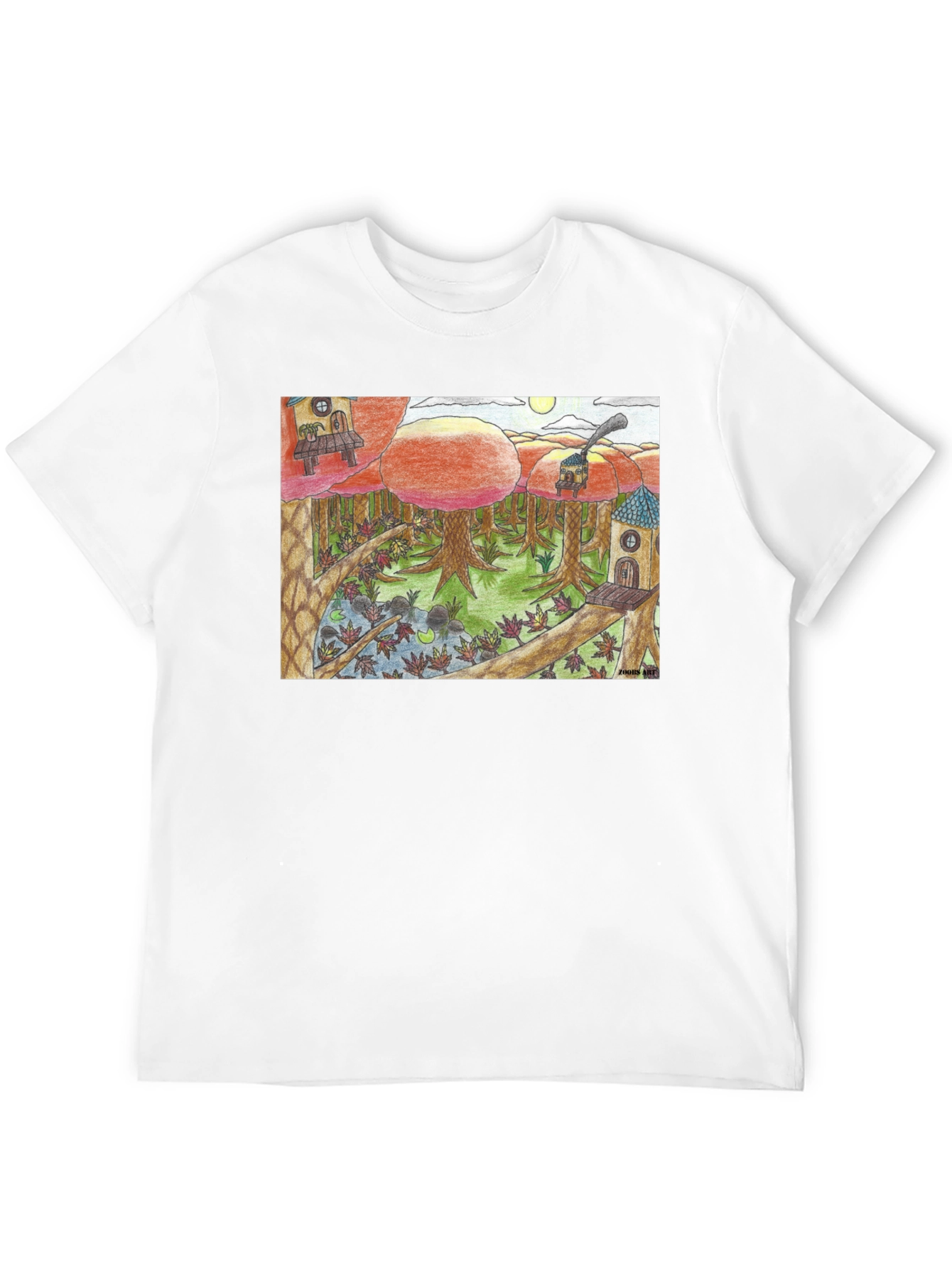 Black Whimsical Forest T-Shirt - Unique Graphic Tee view 12