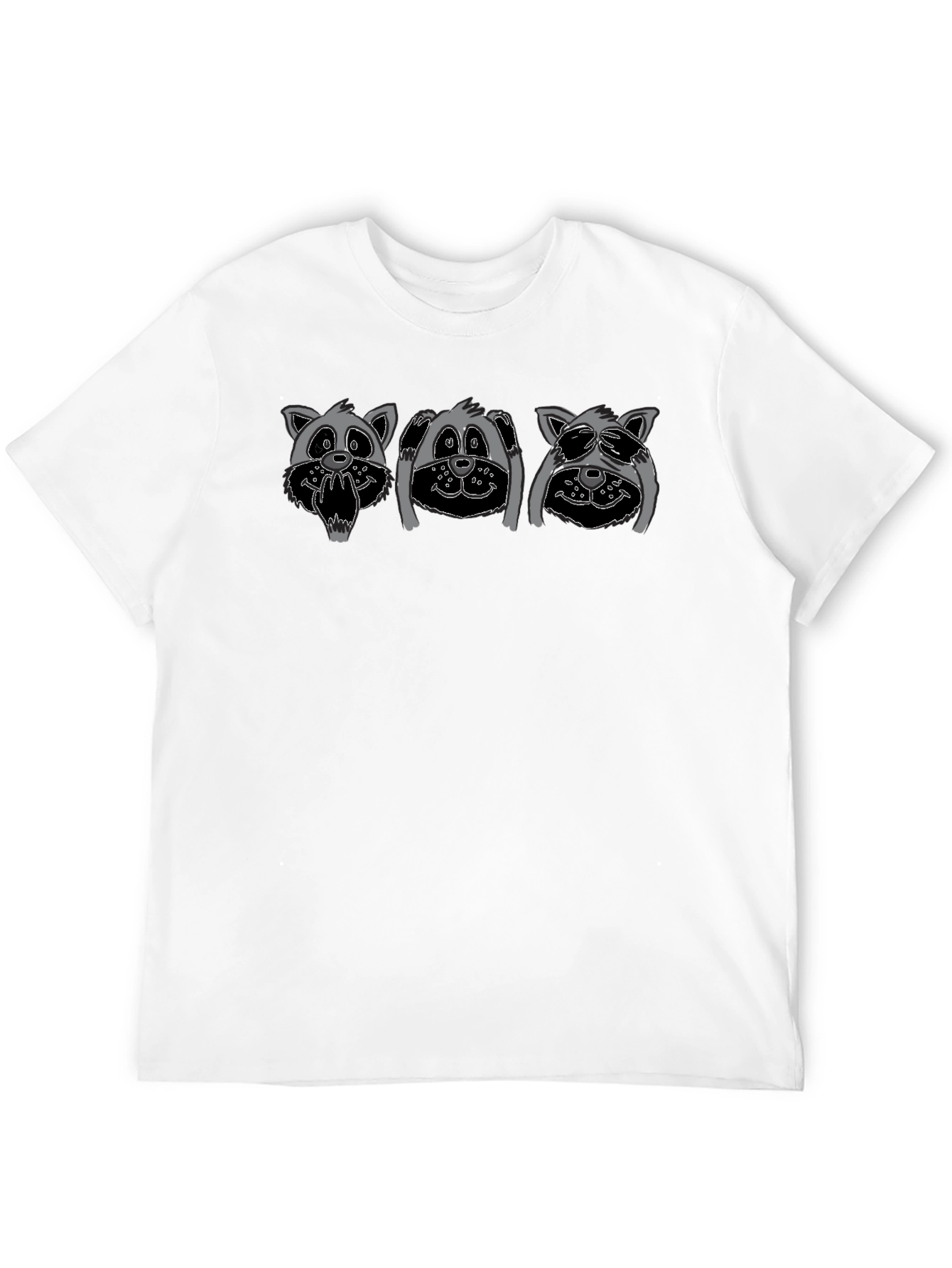 Black Hear, See, Speak No Evil Raccoon Graphic Tee view 12