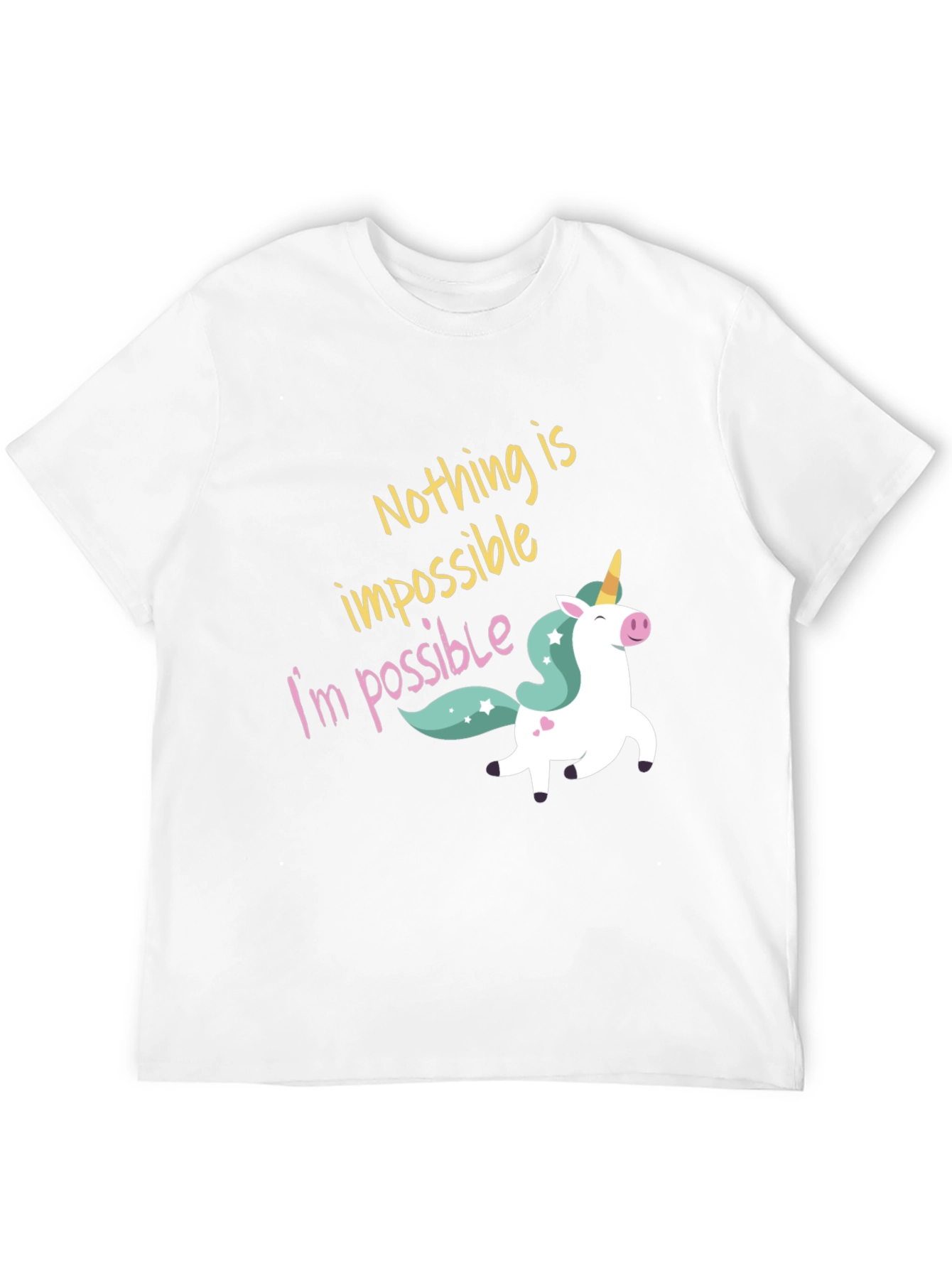Black Nothing Is Impossible Unicorn Graphic Tee view 12