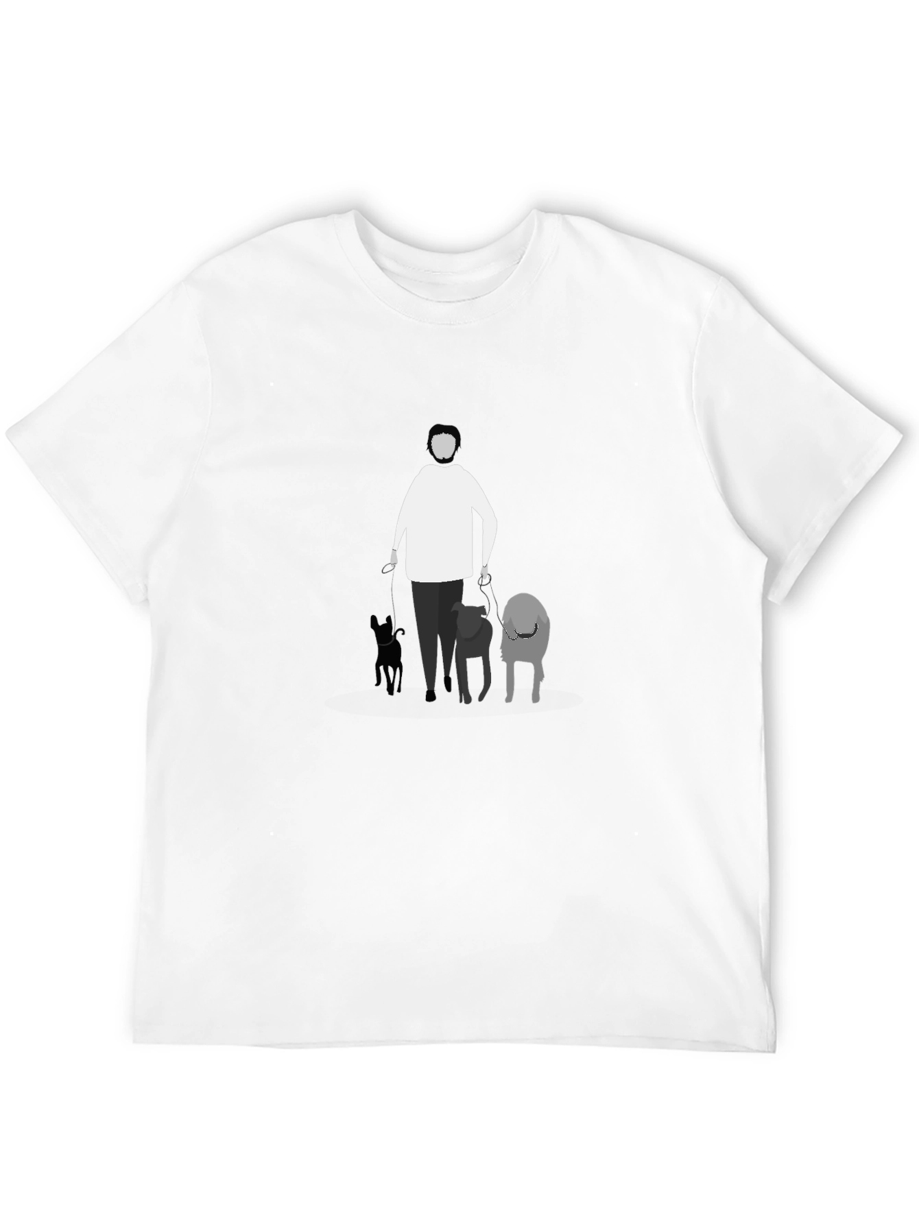 Black Man's Walking Dogs Graphic Tee Shirt - Black view 12