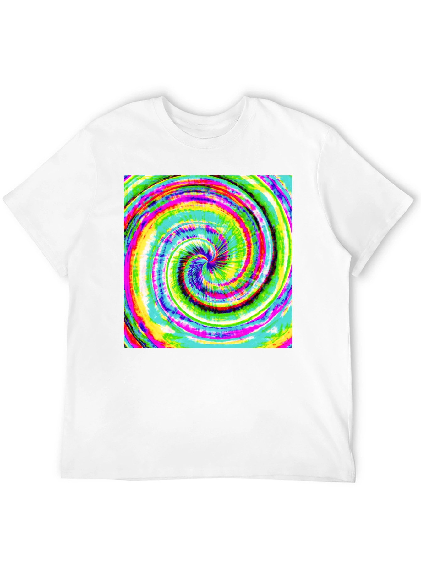 Black Psychedelic Swirl Tee - Vivid Rainbow Vortex Design view 12