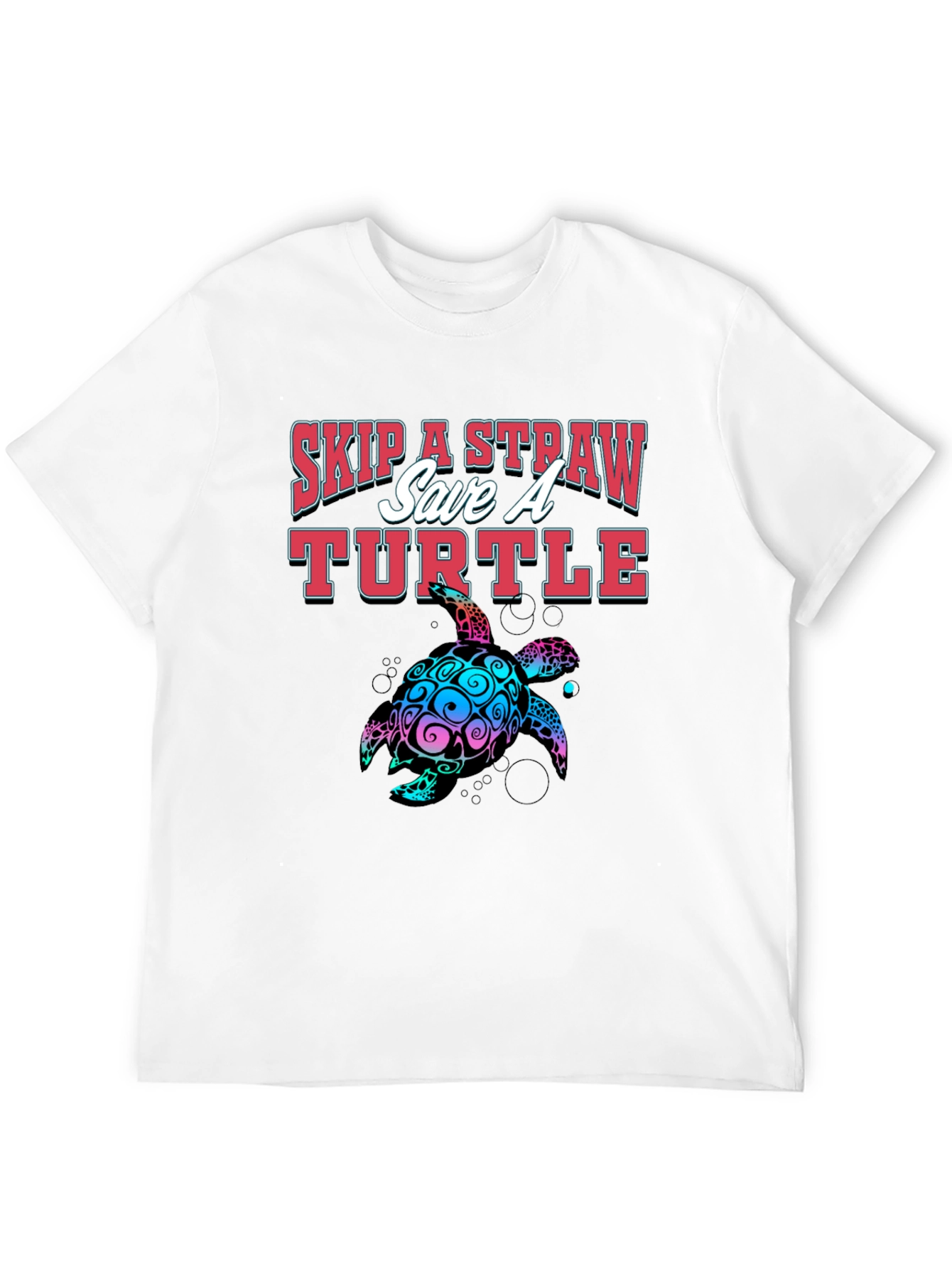 Black Skip A Straw Save A Turtle Graphic T-Shirt view 12