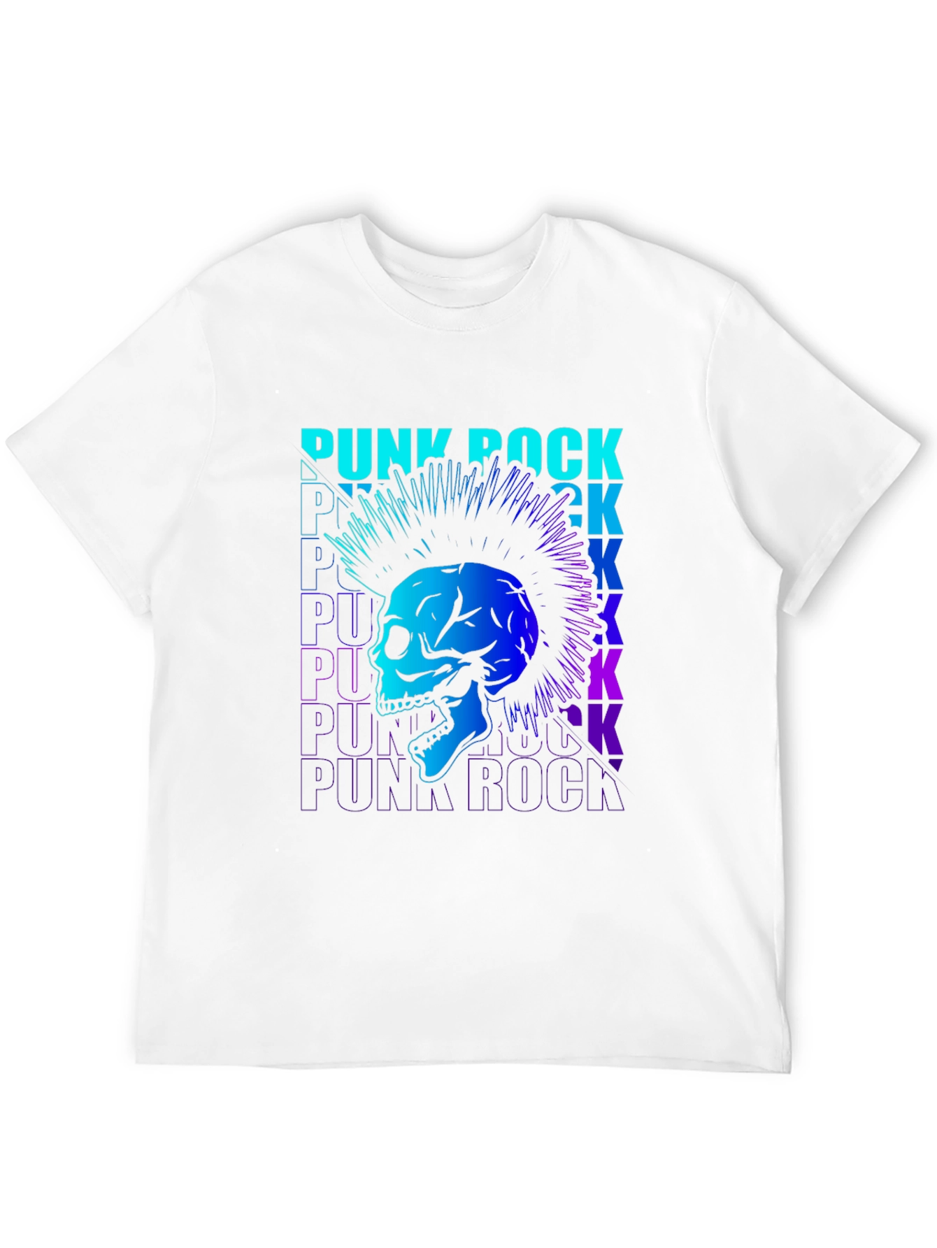 Black Punk Rock Skull Graphic T-Shirt view 12