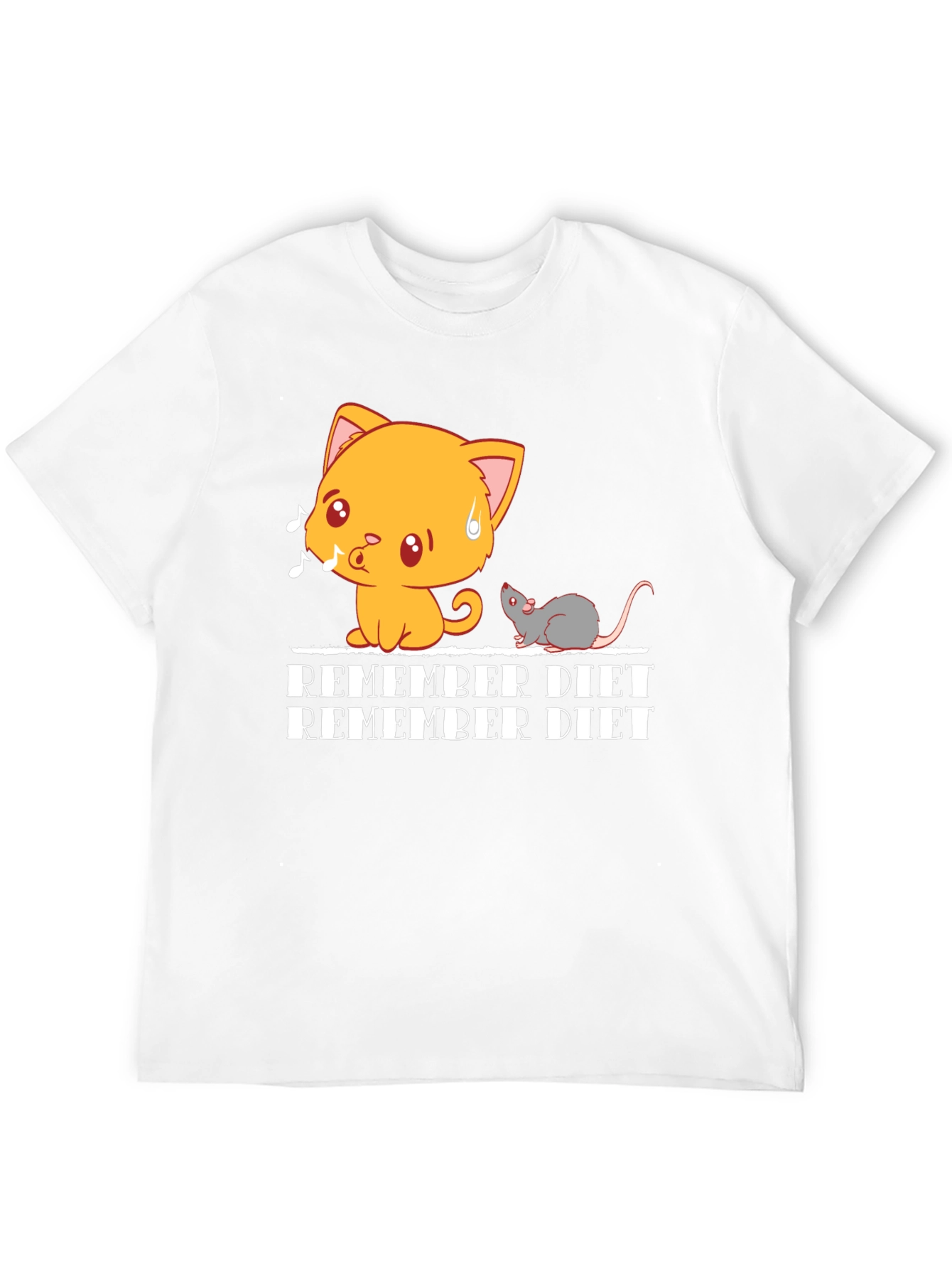Black Remember Diet T-Shirt - Cute Cat & Mouse Design view 12