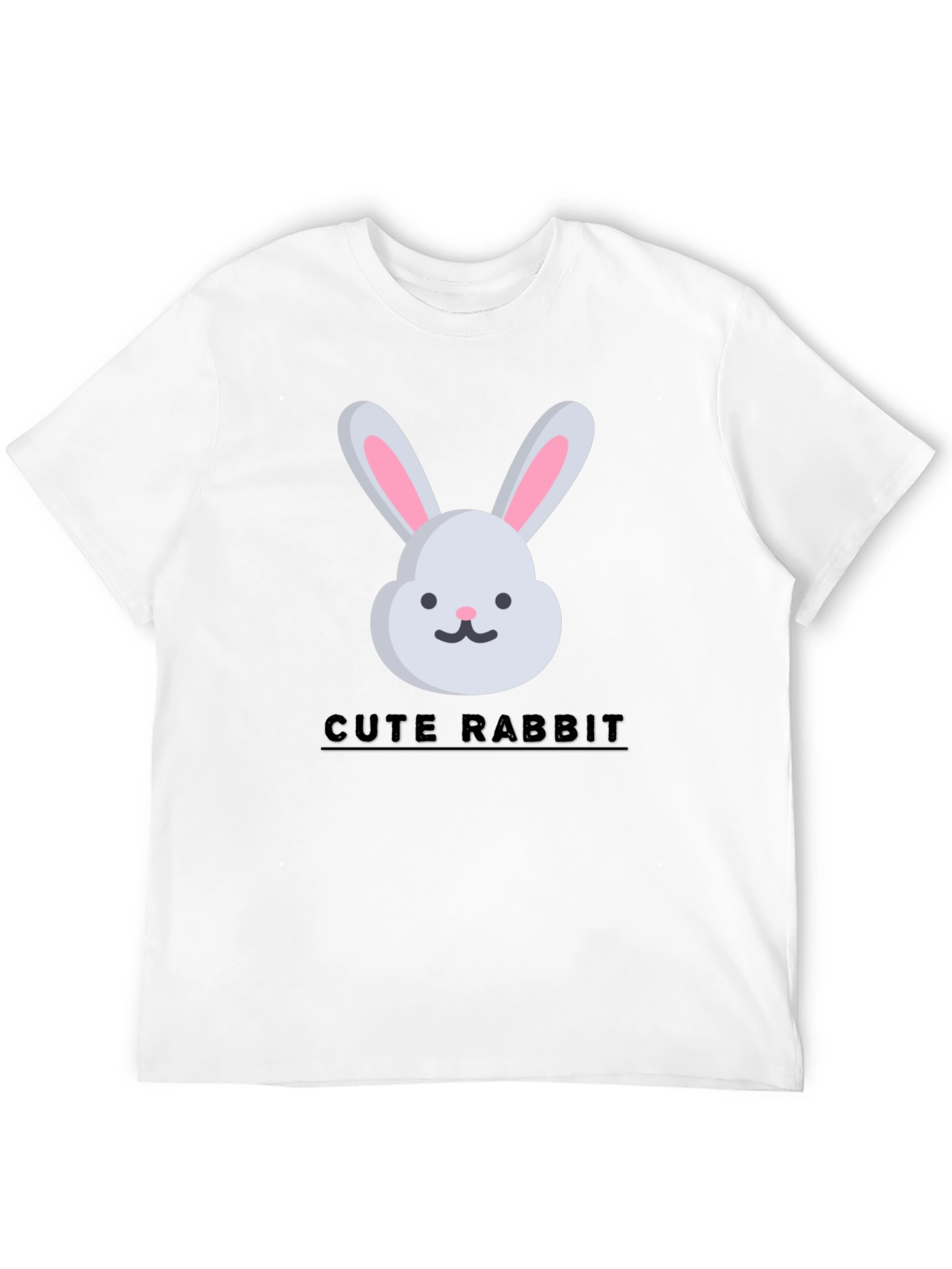 Black Cute Rabbit Graphic Tee - Trendy Unisex T-Shirt view 12