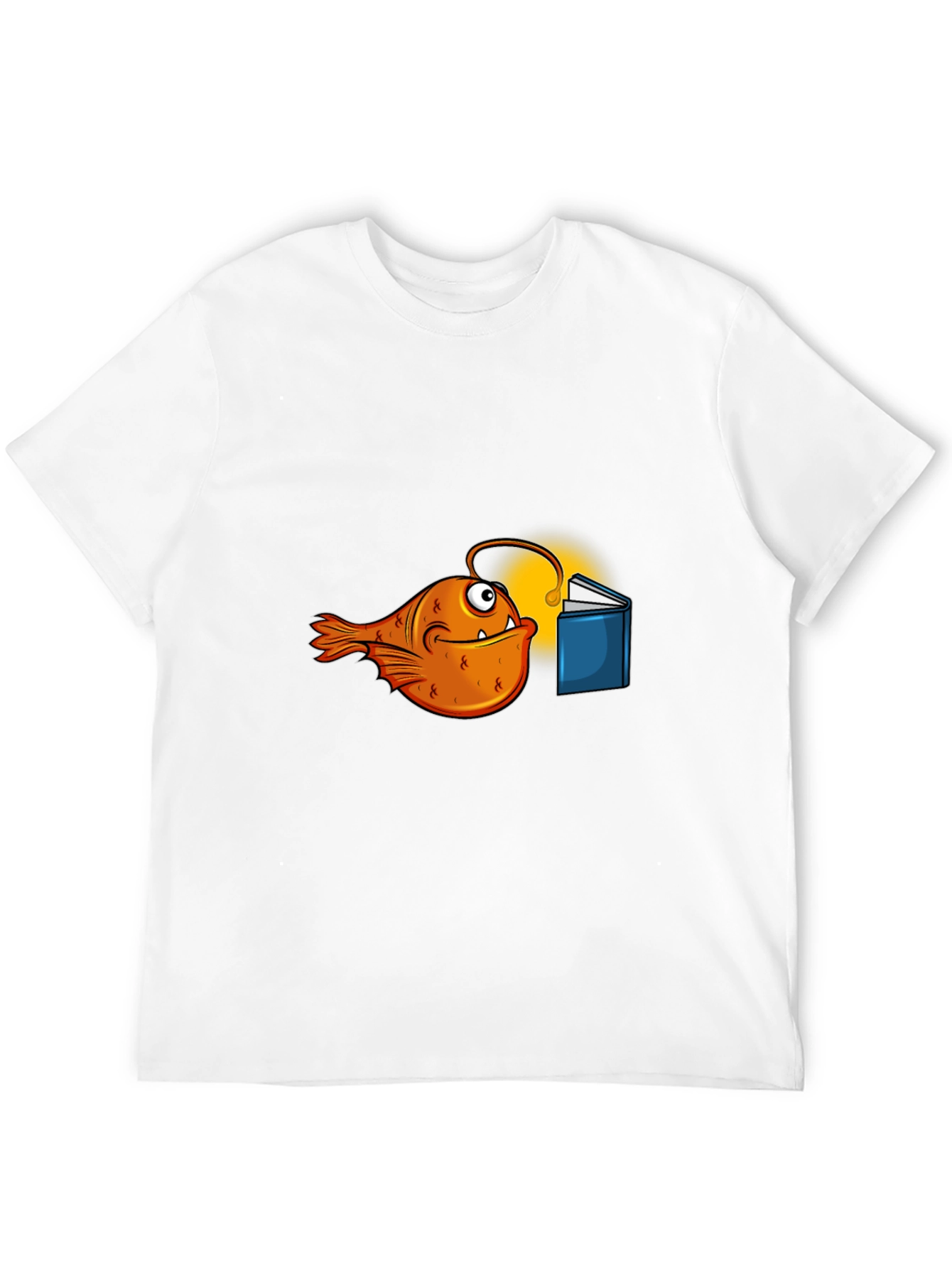 Black Anglerfish Reading Book Graphic T-Shirt view 12