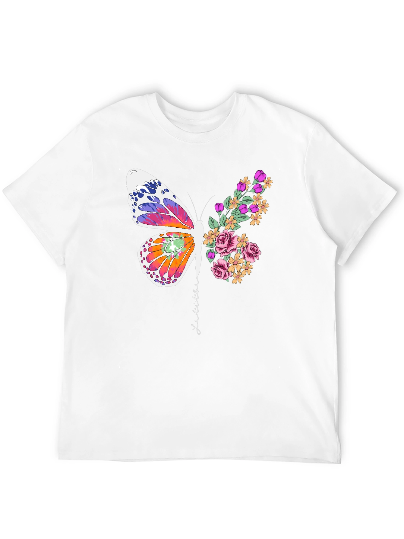 Black Butterfly Floral Graphic Tee - Unisex Cotton Blend view 12