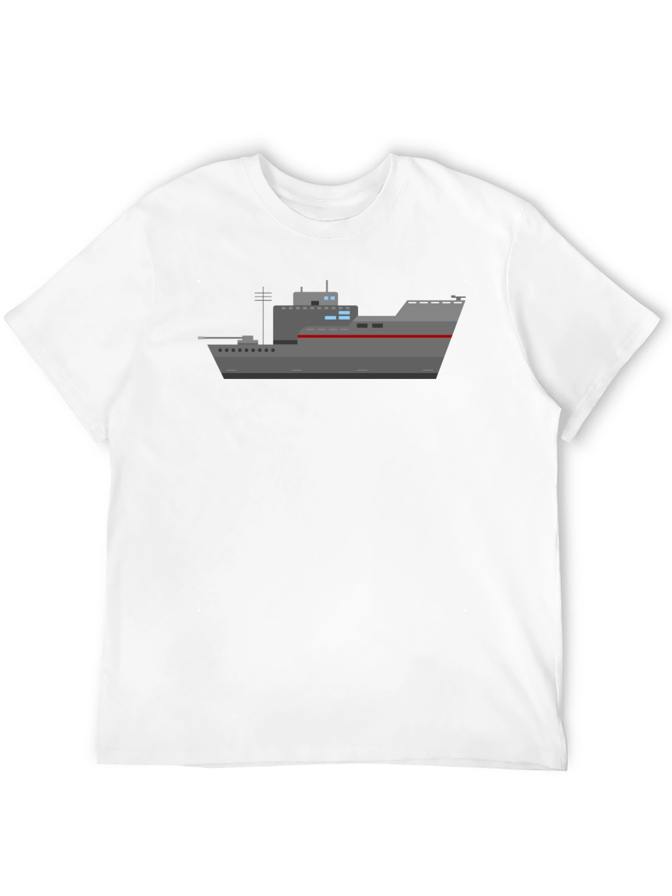 Black Naval Ship Graphic T-Shirt - Black Crew Neck Tee view 12