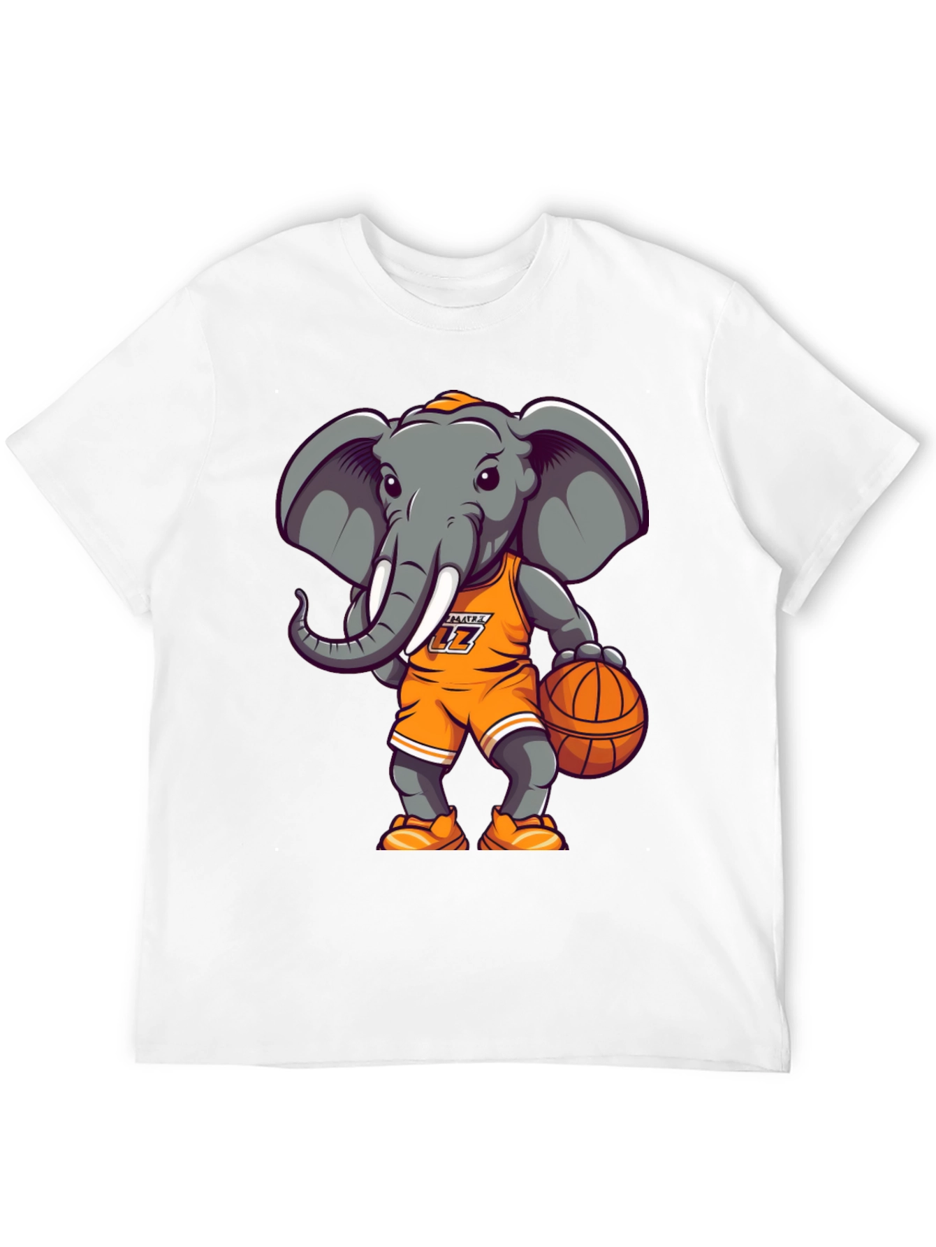 Black Cartoon Elephant Basketball T-Shirt view 12