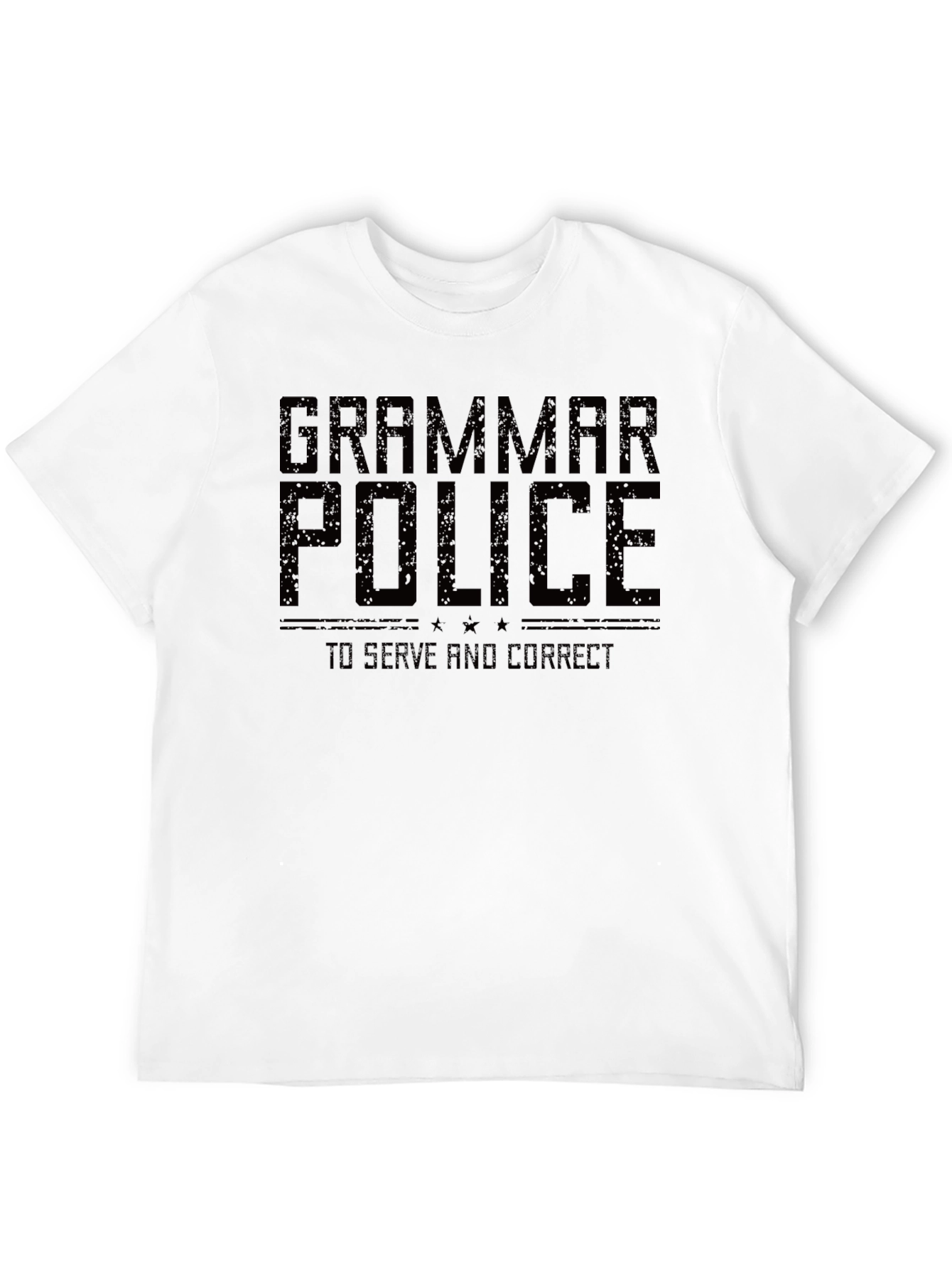 Black Grammar Police T-Shirt - To Serve and Correct view 12