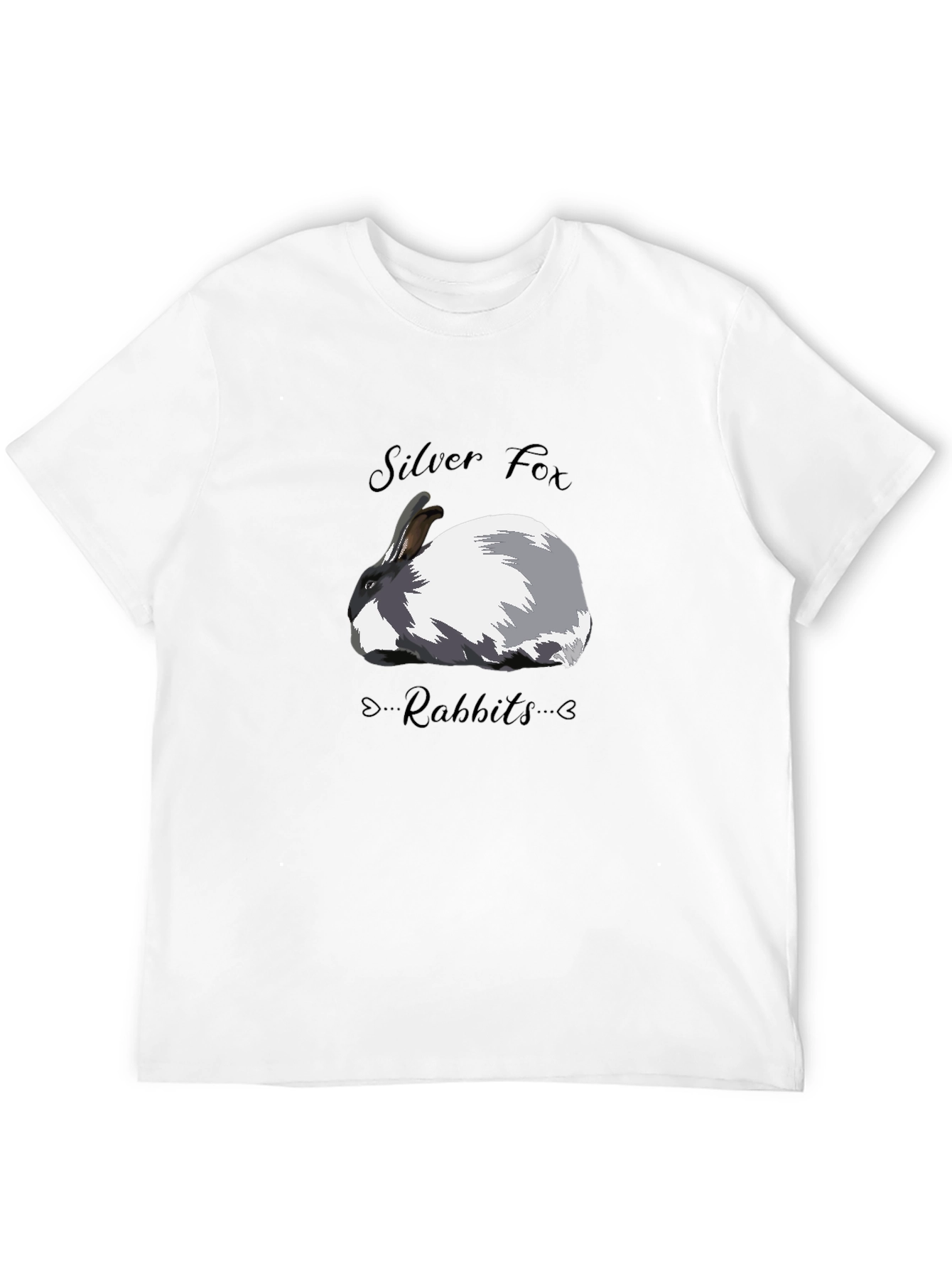 Black Silver Fox Rabbit Graphic T-Shirt view 12