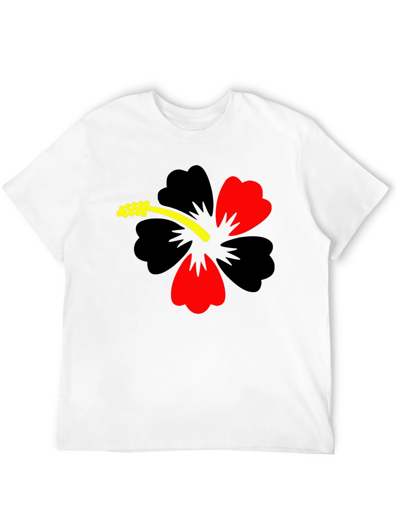Black Hibiscus Flower Graphic Tee - Casual Black T-Shirt view 12