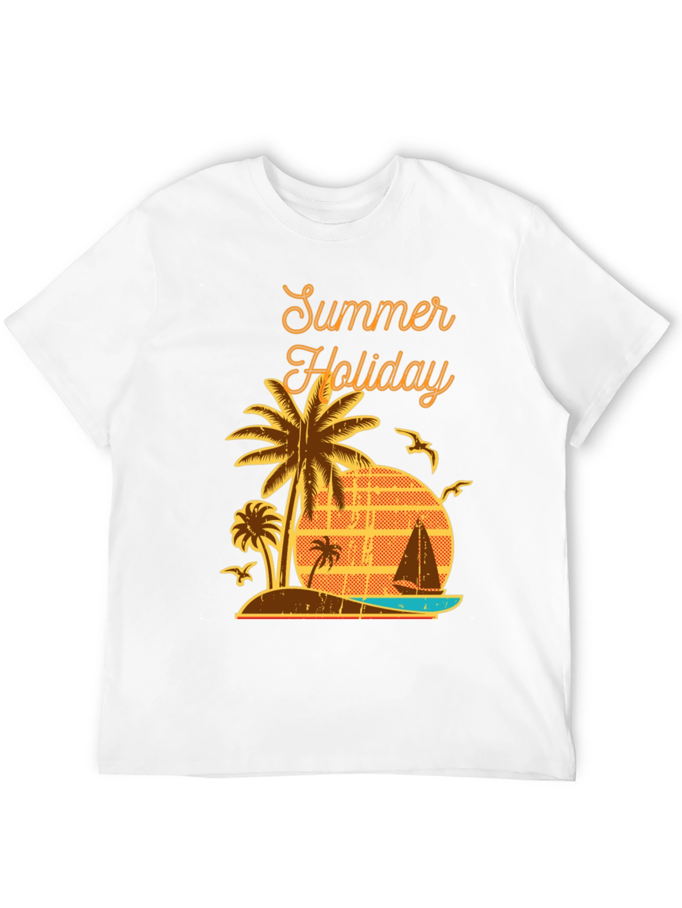 Black Summer Holiday Graphic T-Shirt - Palm Tree Beach Design view 12