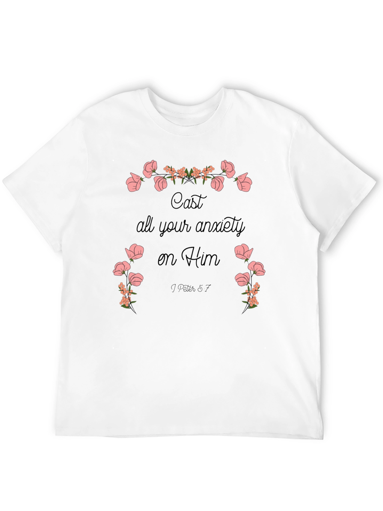Black Floral Scripture T-Shirt - Cast Your Anxiety view 12