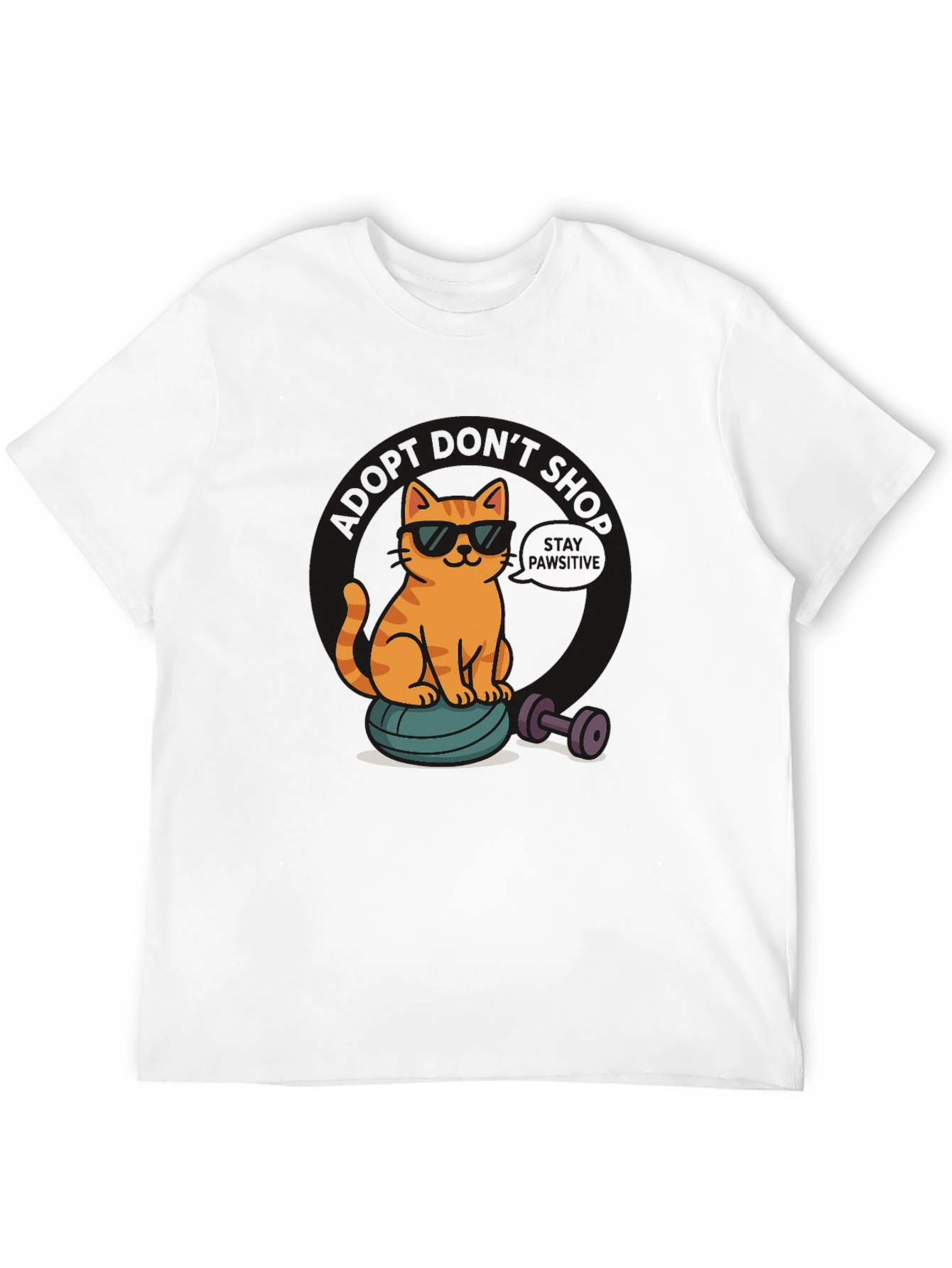 Black Cool Cat Gym T-Shirt - Funny Workout Tee view 12