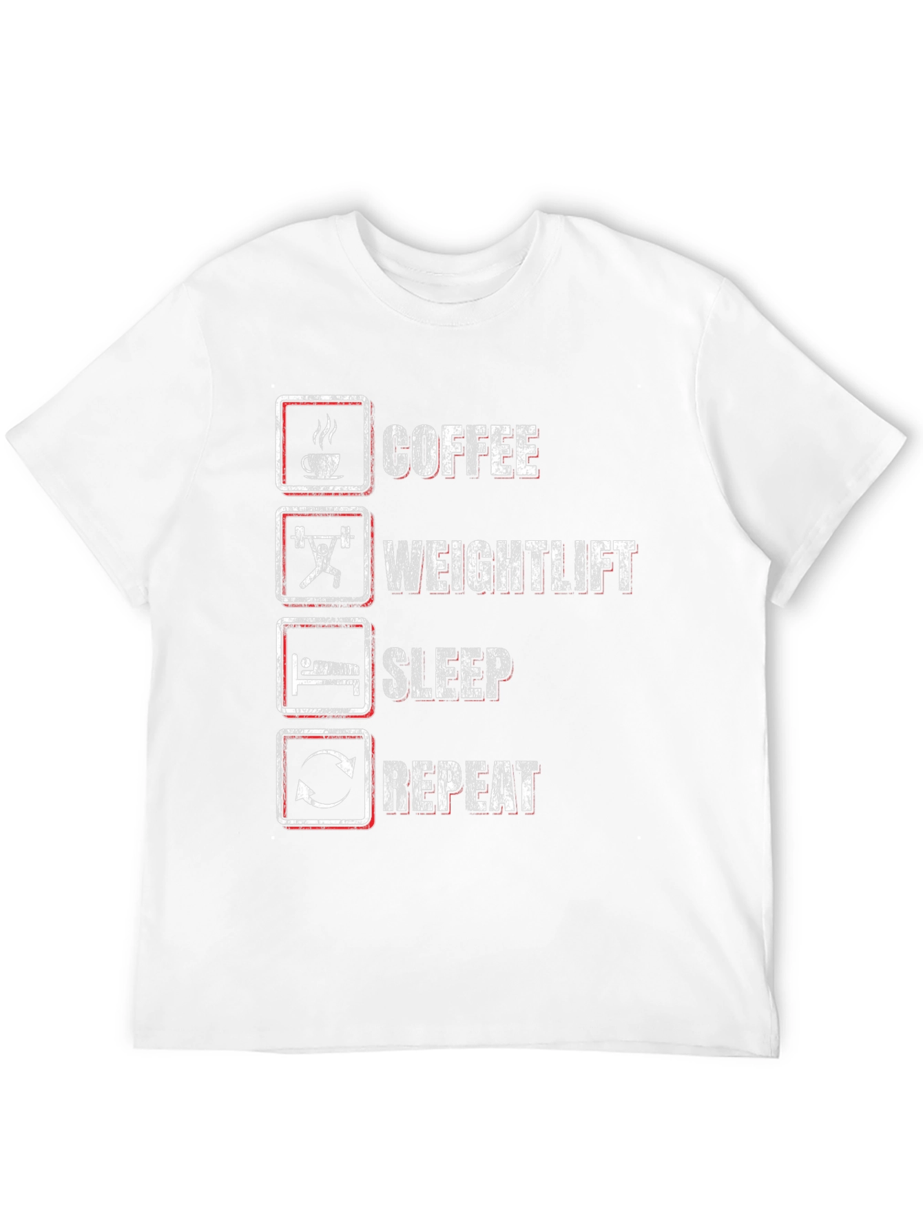 Black Coffee, Weightlift, Sleep, Repeat Black T-Shirt view 12