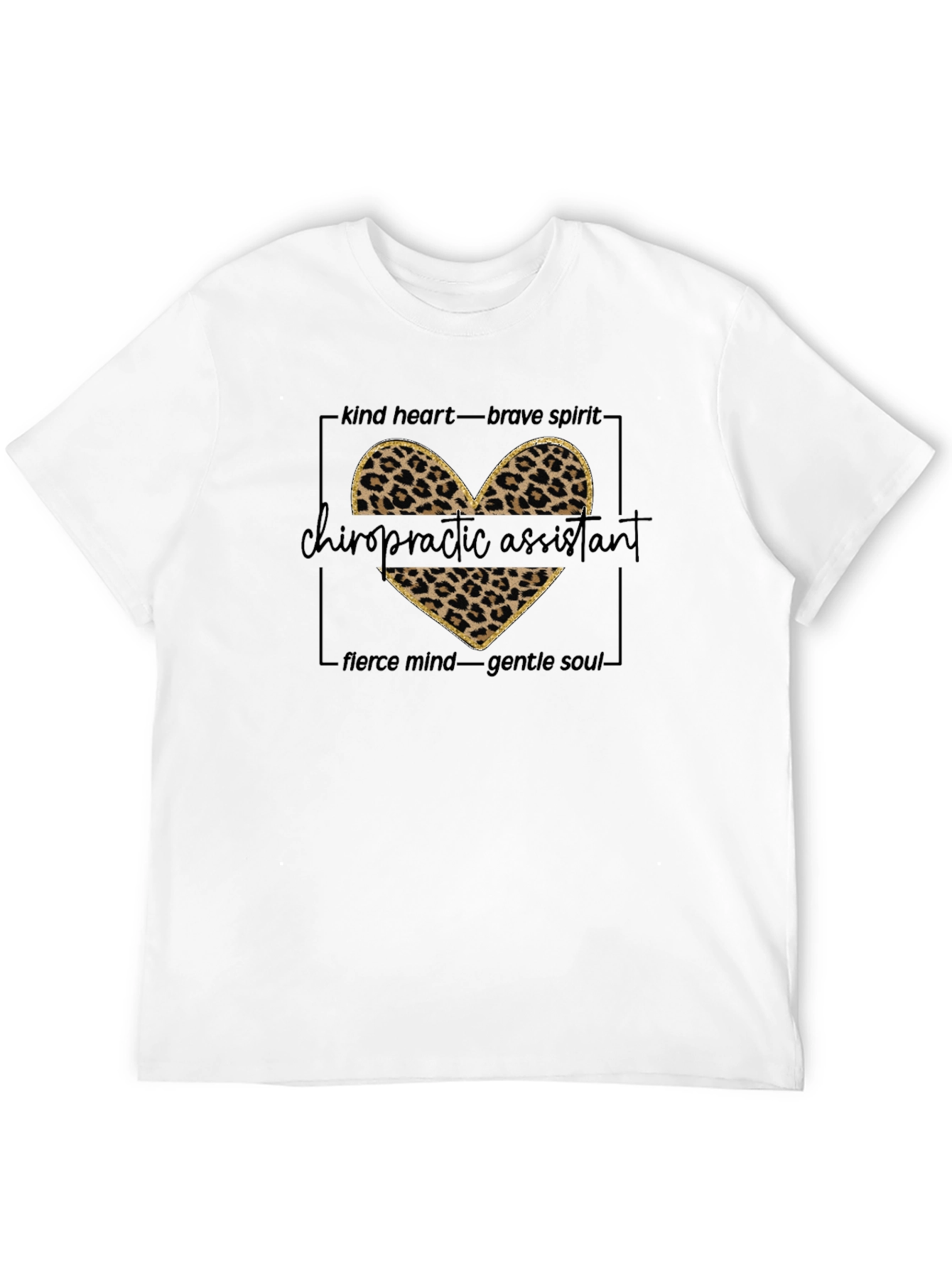 Black Chiropractic Assistant Leopard Heart T-Shirt view 12