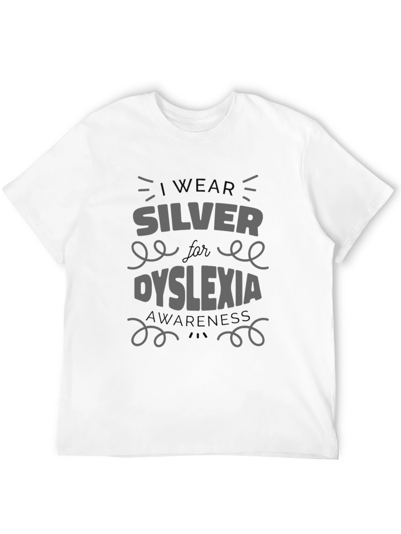 Black Silver and Dyslexia Awareness T-Shirt view 12