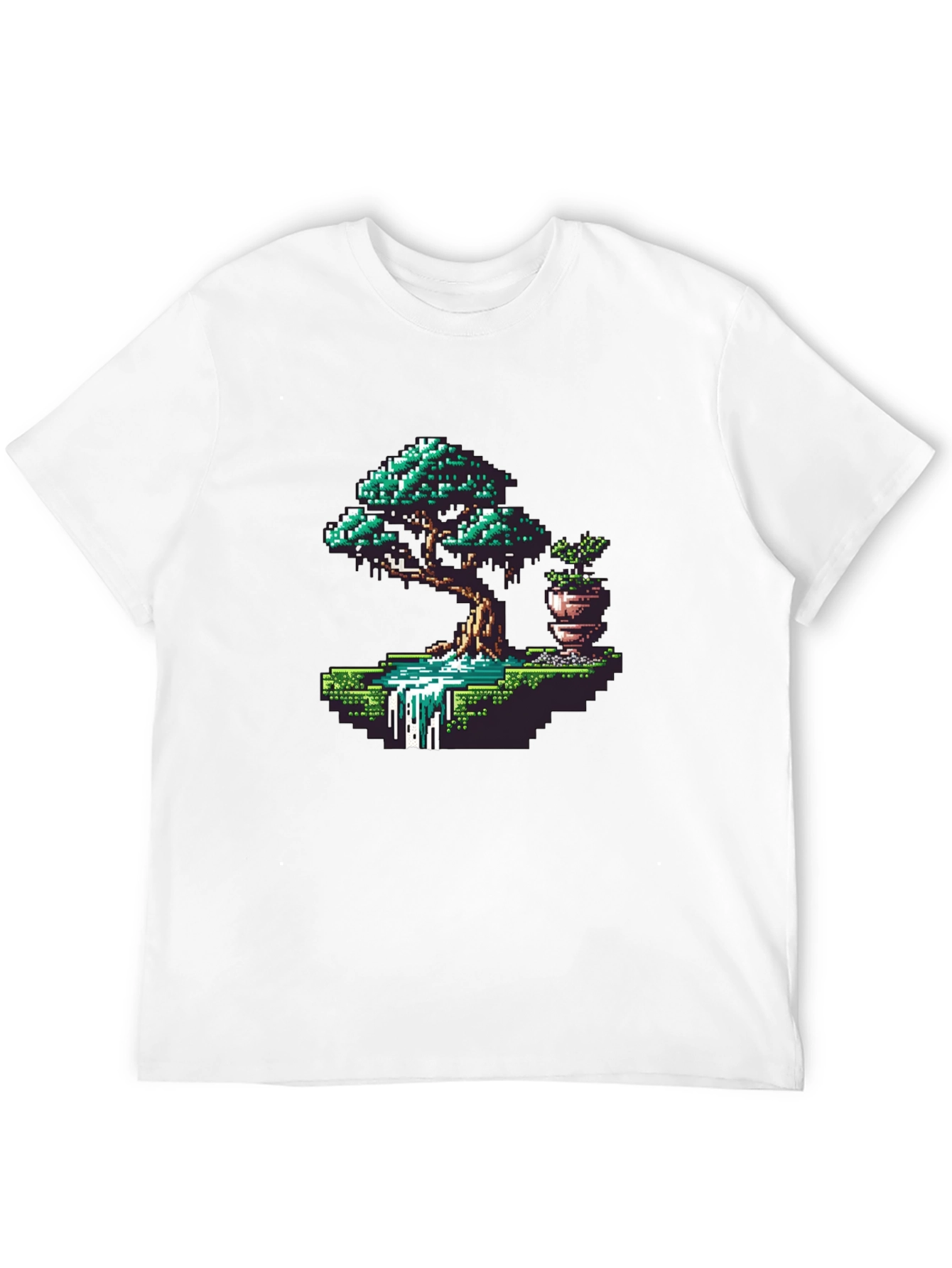 Black Pixel Art Bonsai Tree Graphic Tee view 12