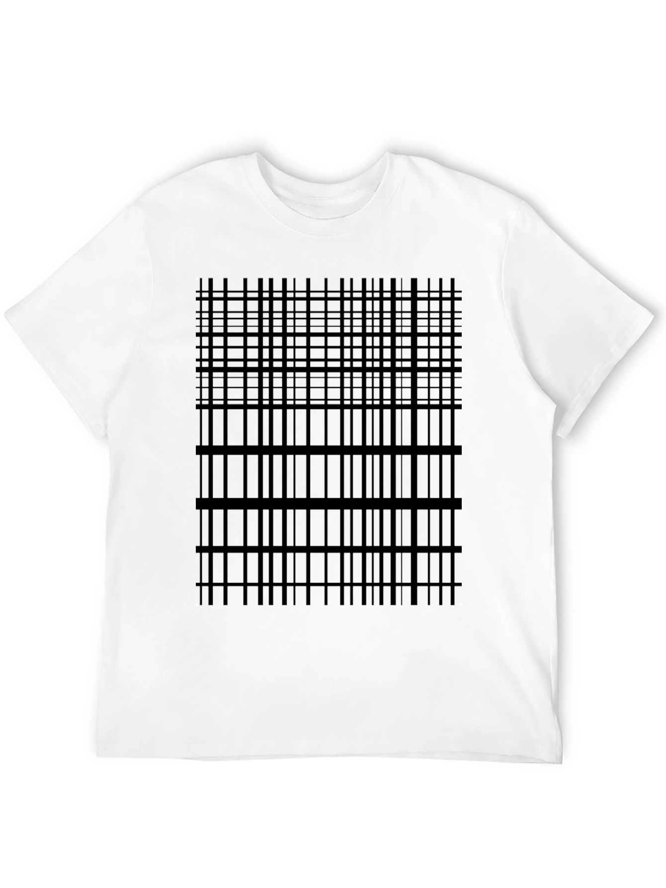 Black Geometric Grid Tee - Modern Black T-Shirt view 12