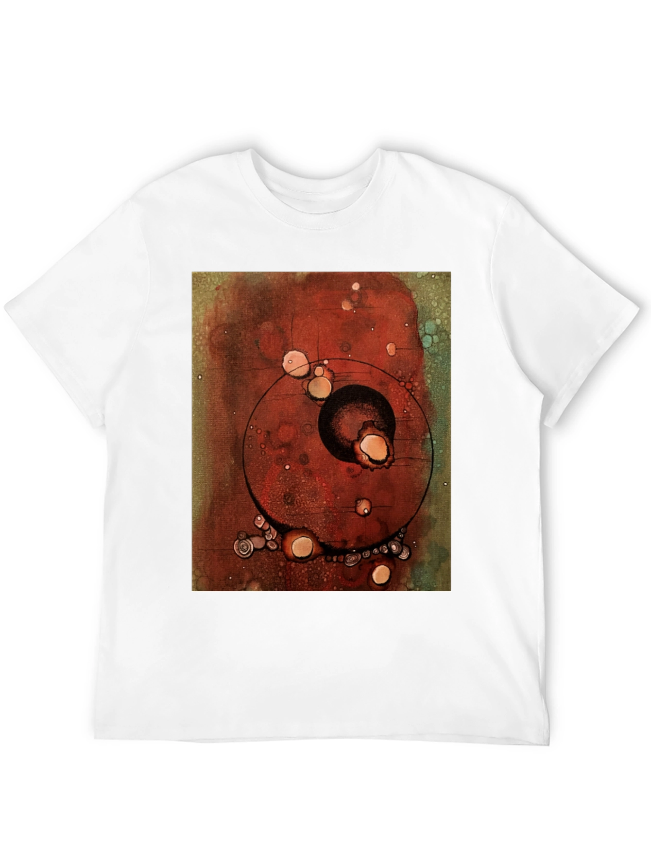 Black Abstract Art Print Black Crew Neck T-Shirt view 12